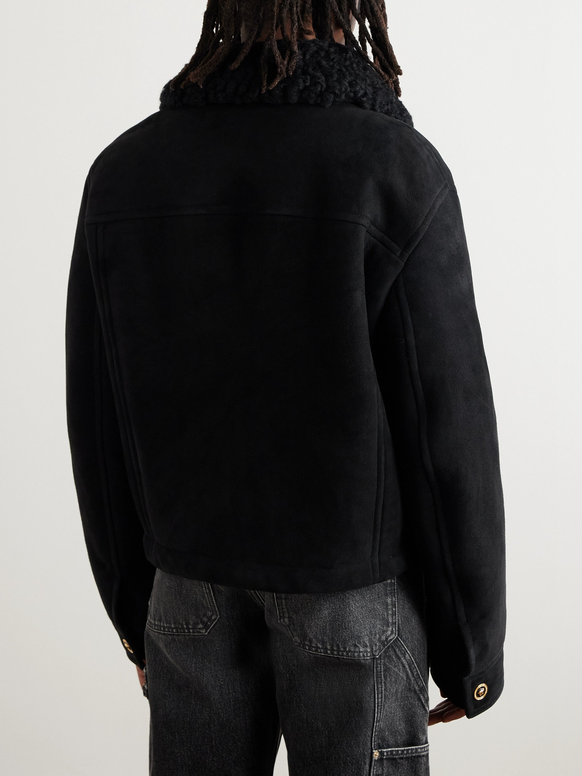 Versace Shearling Jacket In Black