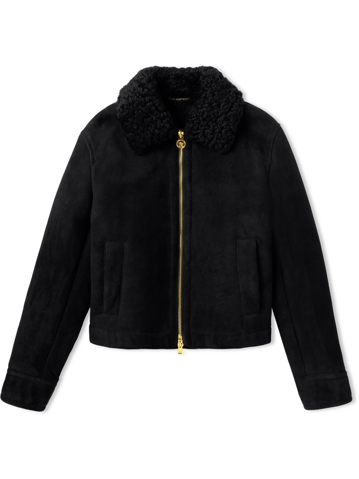 Versace Shearling Jacket In Black