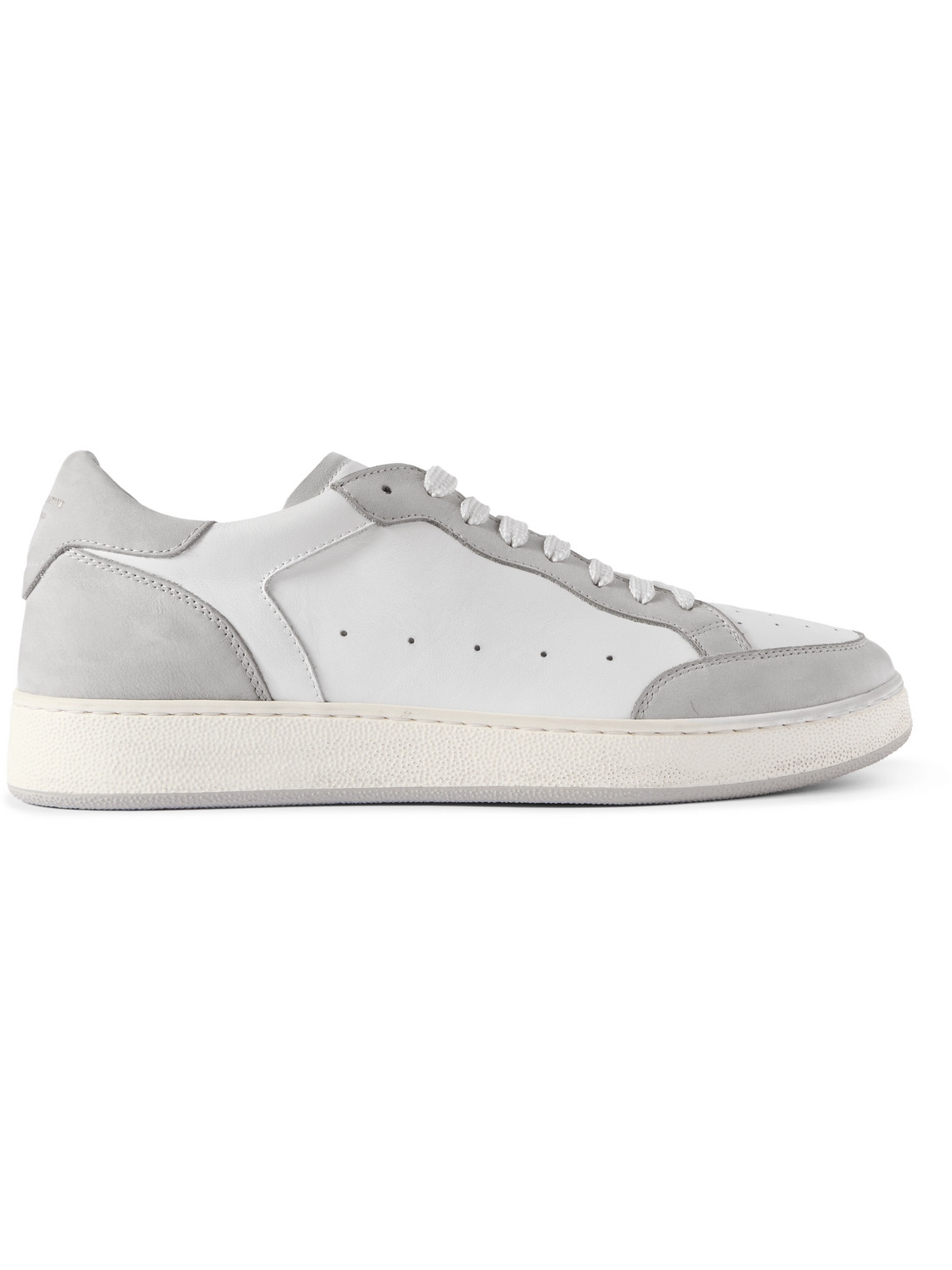 The Answer 001 Distressed Suede-Trimmed Leather Sneakers