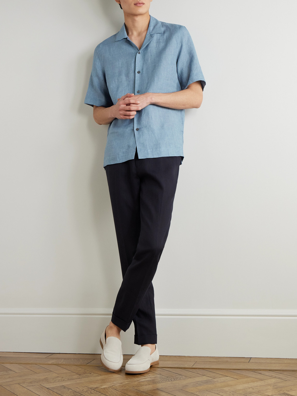 PAUL SMITH CONVERTIBLE-COLLAR LINEN SHIRT