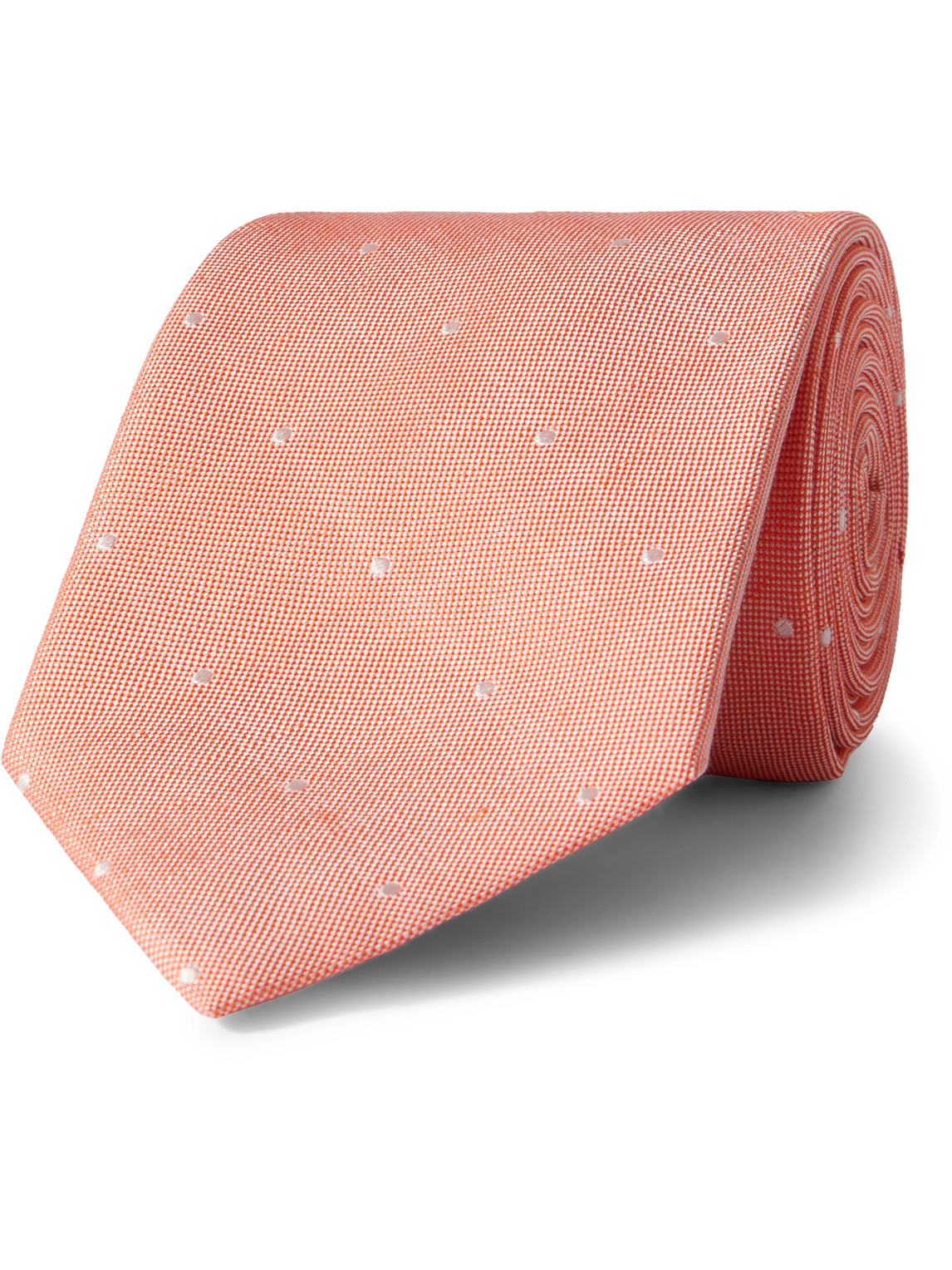 Paul Smith 8cm Embroidered Silk And Linen-blend Tie In Orange