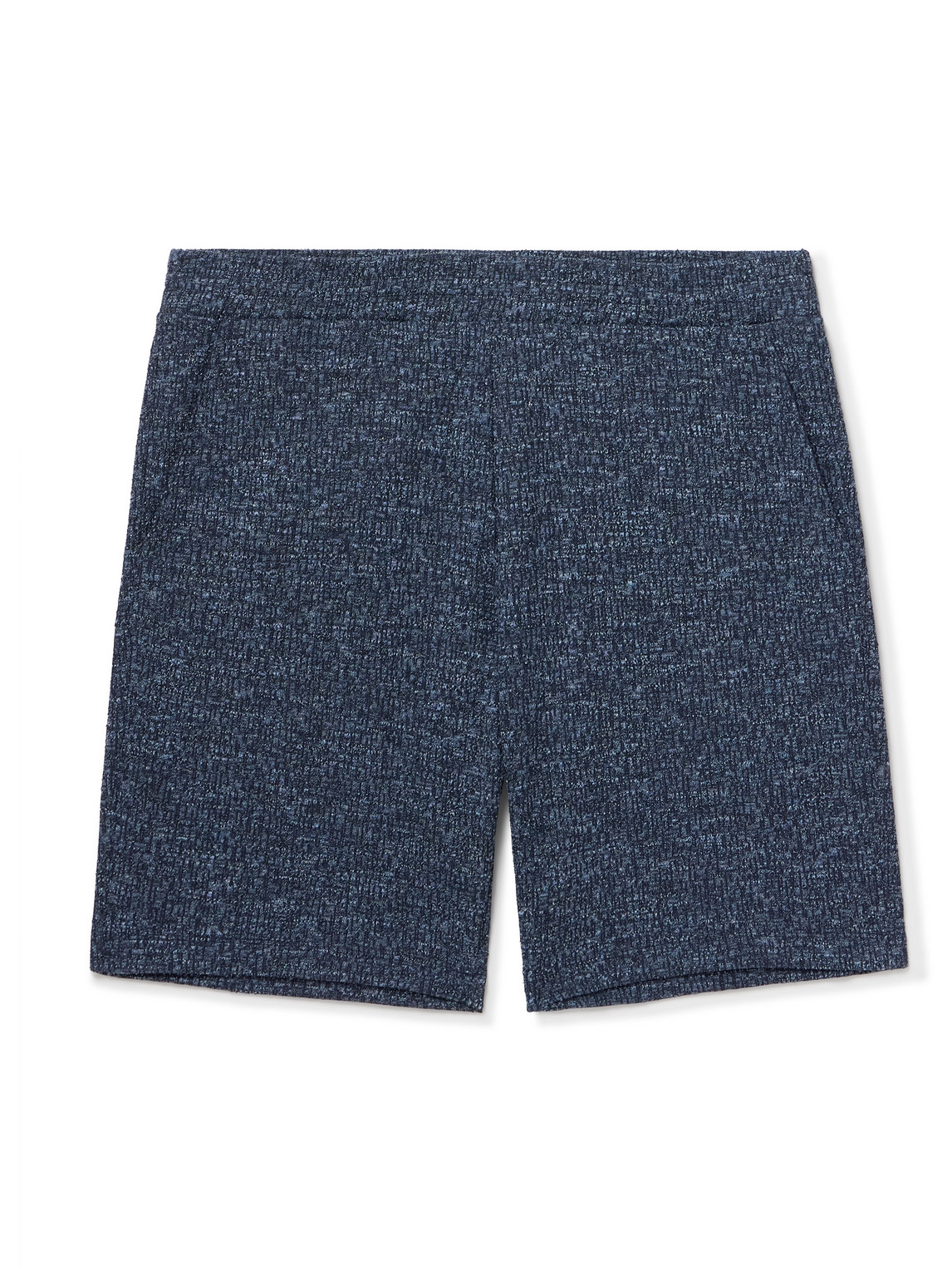 Paul Smith Textured Cotton And Linen-blend Shorts In Blue