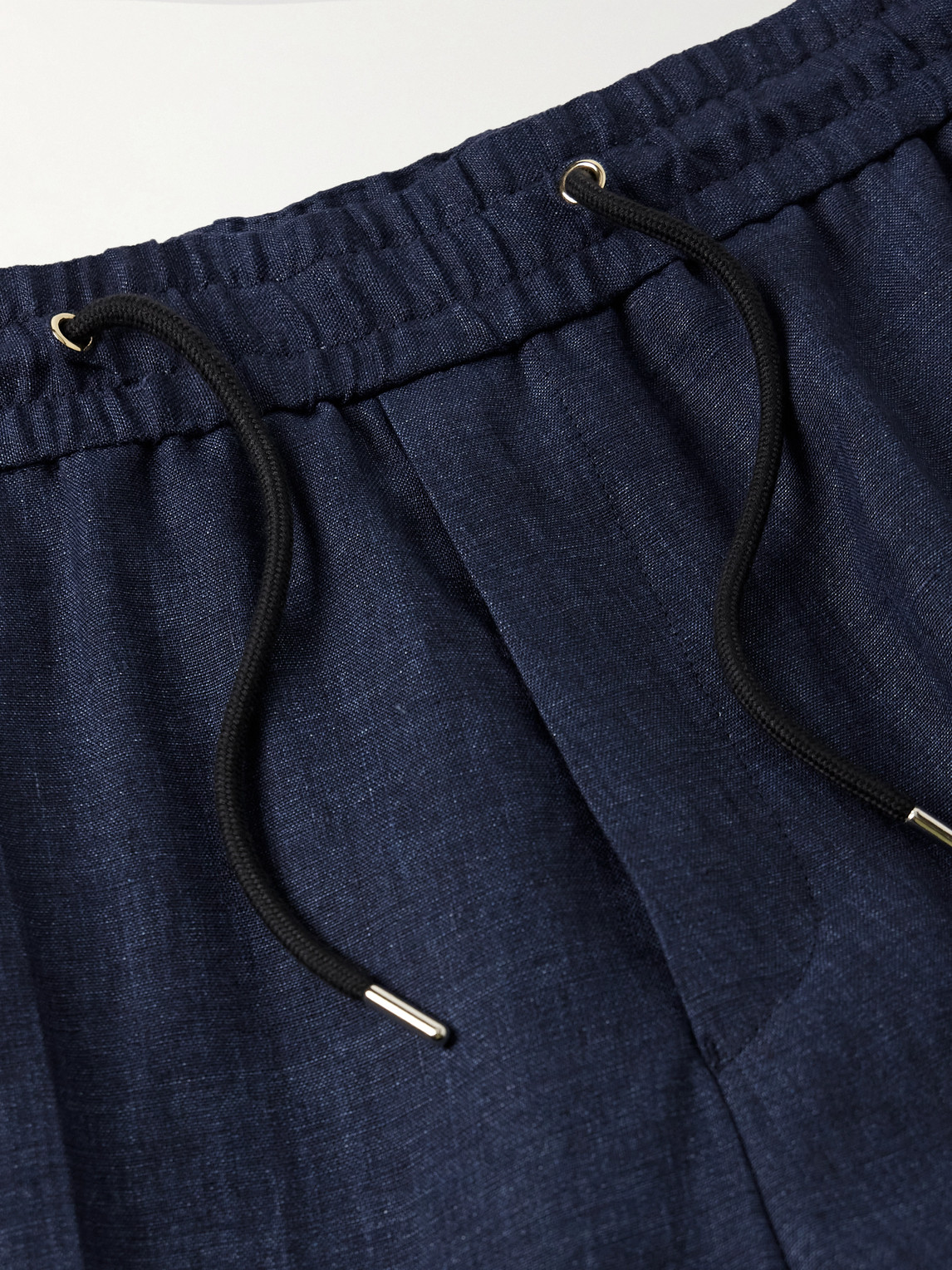 PAUL SMITH TAPERED LINEN DRAWSTRING TROUSERS