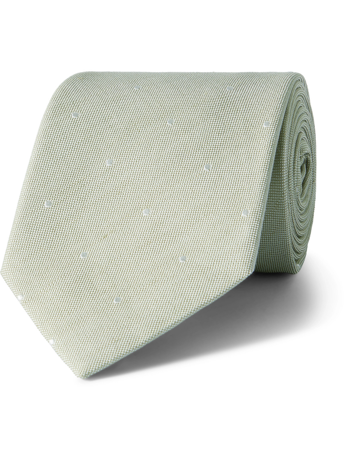 Paul Smith 8cm Embroidered Silk And Linen-blend Tie In Green