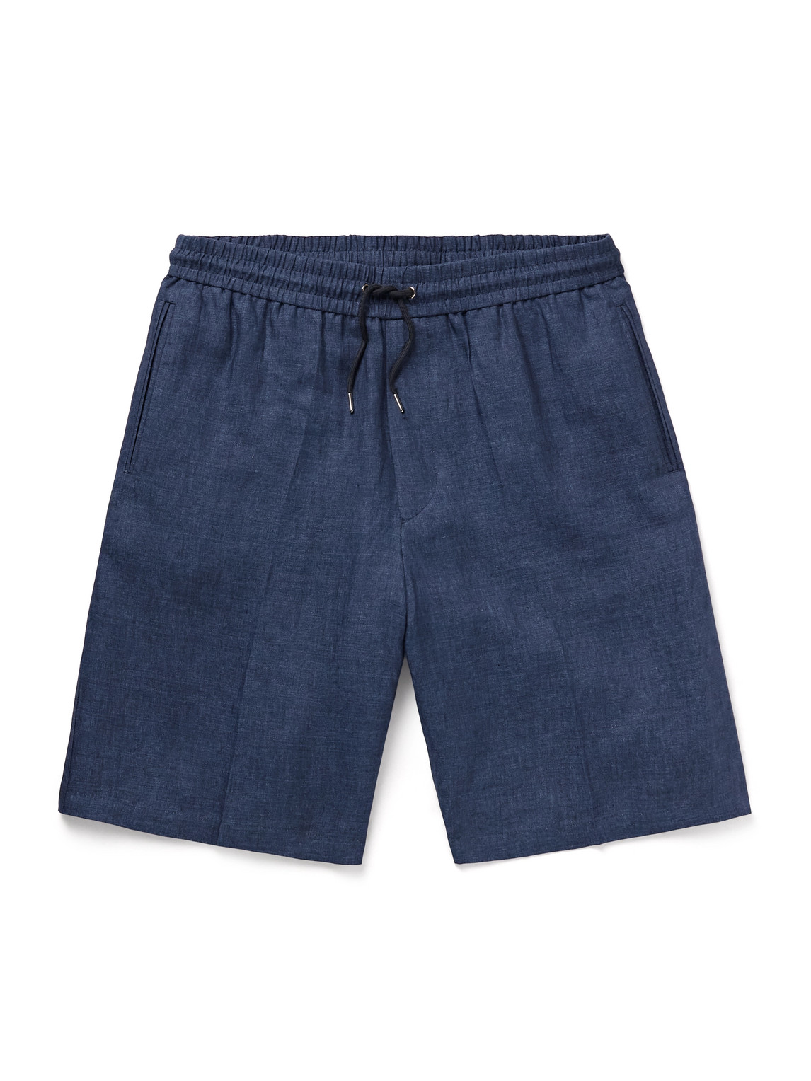 Paul Smith Straight-leg Linen Drawstring Shorts In Blue