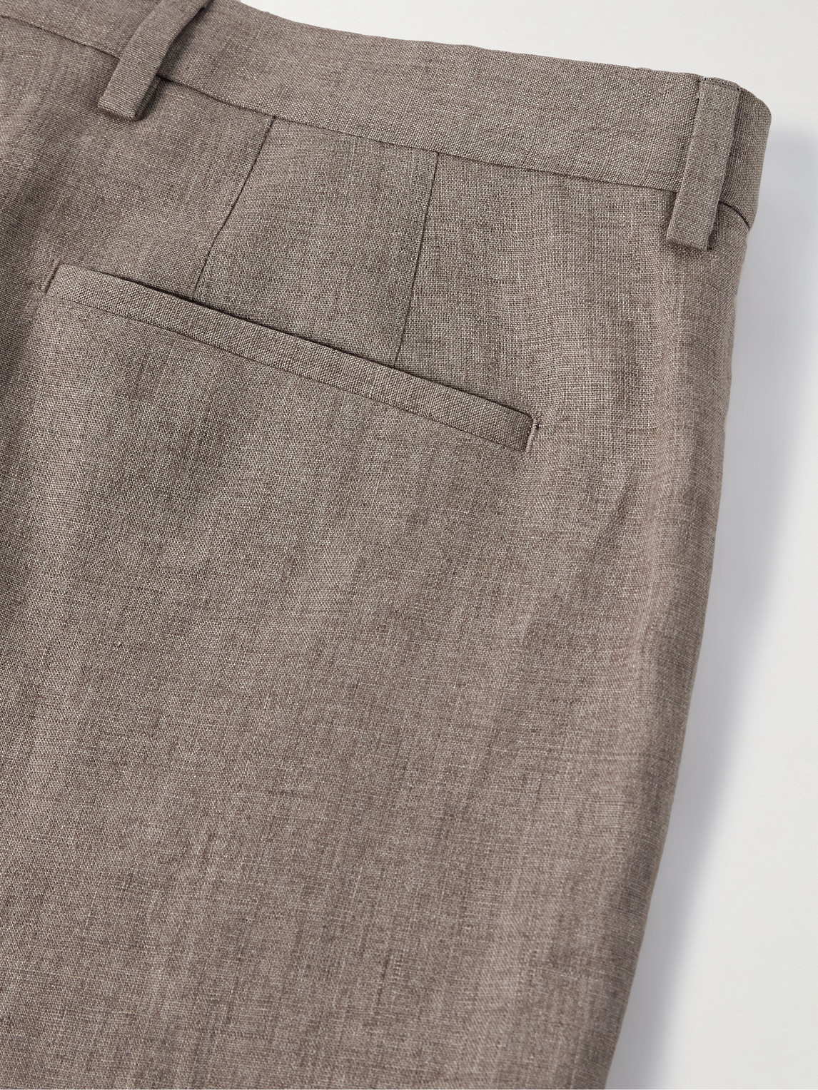 Paul Smith Slim-fit Tapered Linen Trousers In Brown