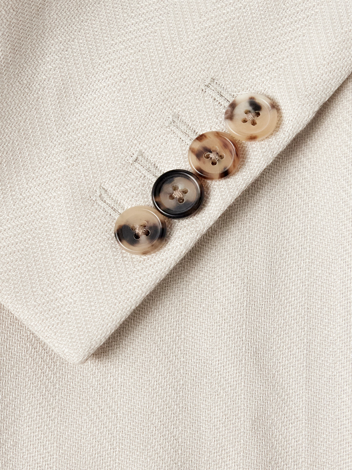 PAUL SMITH DOUBLE-BREASTED HERRINGBONE LINEN AND COTTON-BLEND BLAZER