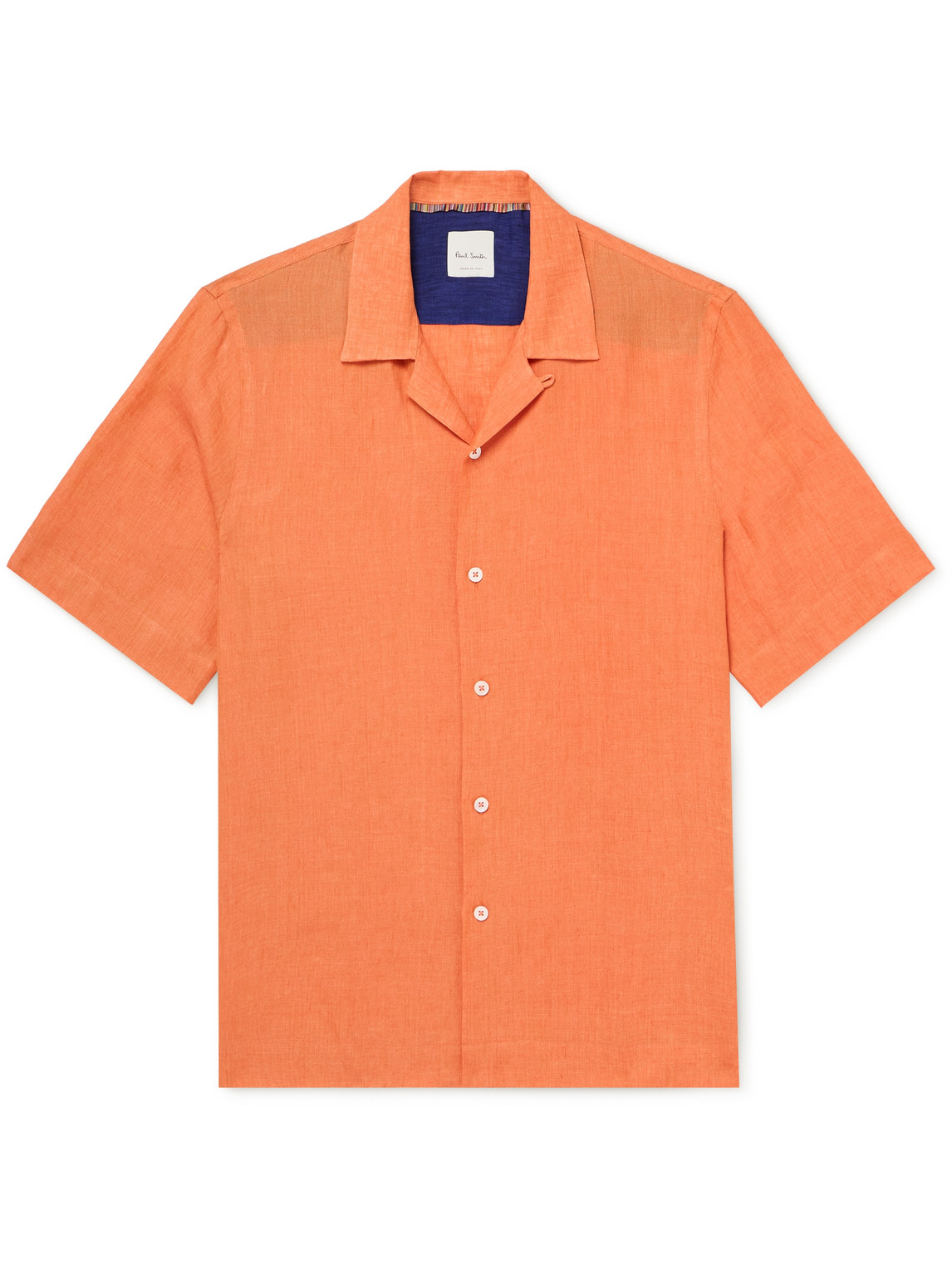 Paul Smith Convertible-collar Linen Shirt In Orange