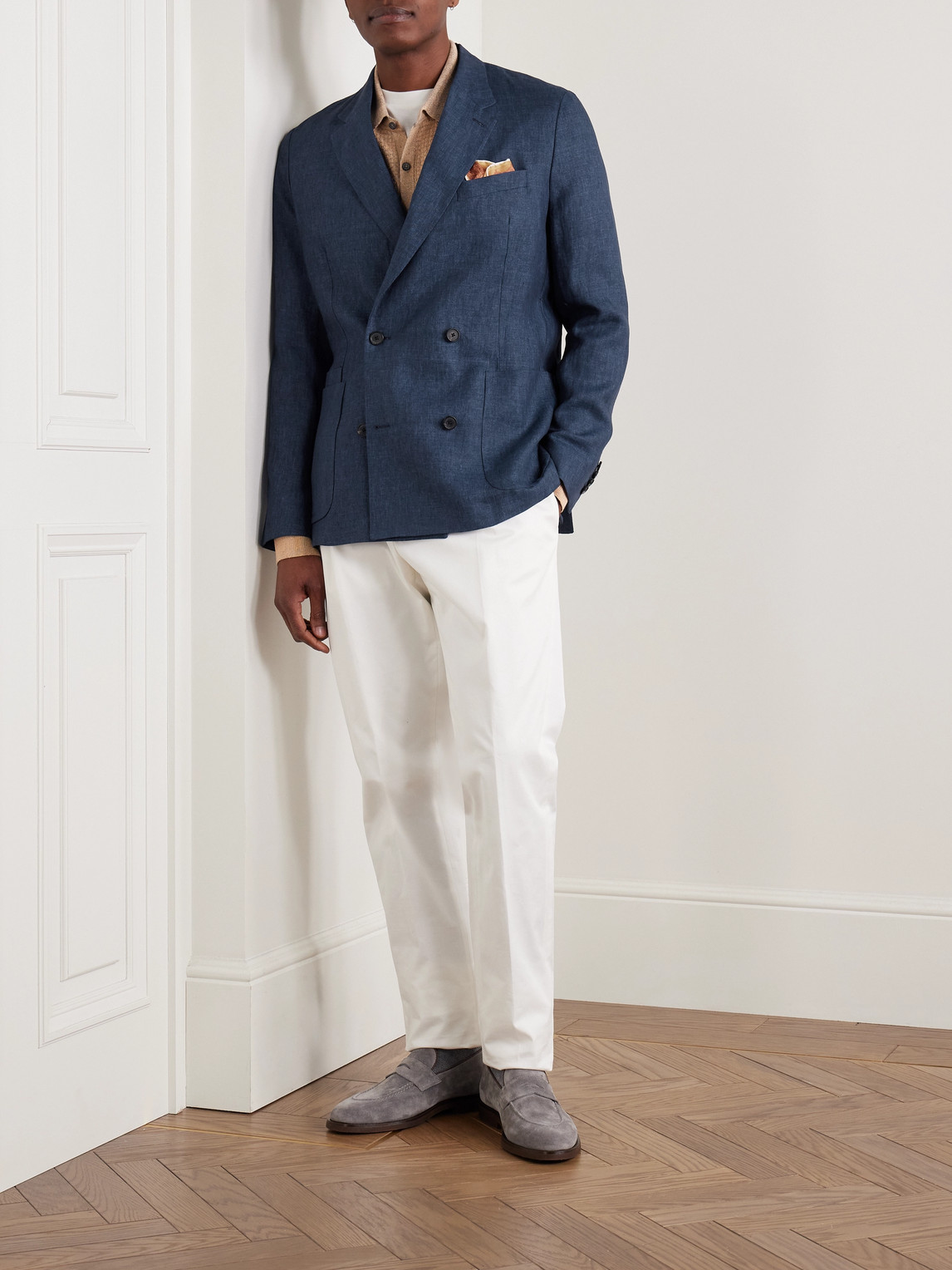 PAUL SMITH DELAVE UNSTRUCTURED DOUBLE-BREASTED LINEN BLAZER