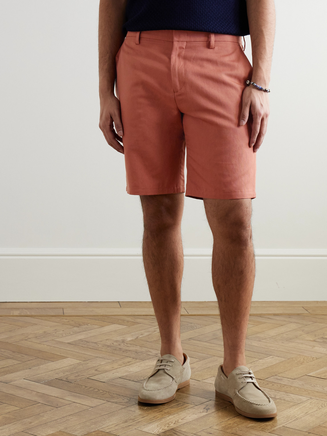PAUL SMITH STRAIGHT-LEG LINEN, COTTON AND LYOCELL-BLEND SHORTS