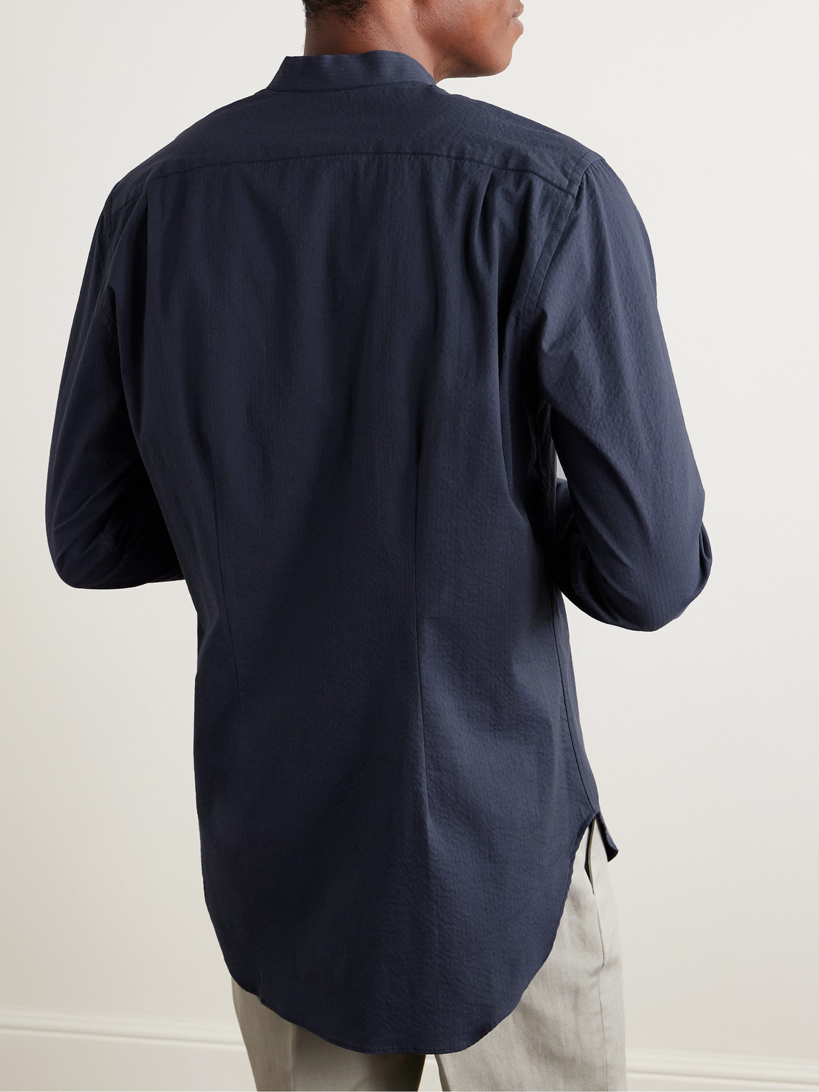 PAUL SMITH SLIM-FIT GRANDAD-COLLAR COTTON-SEERSUCKER SHIRT