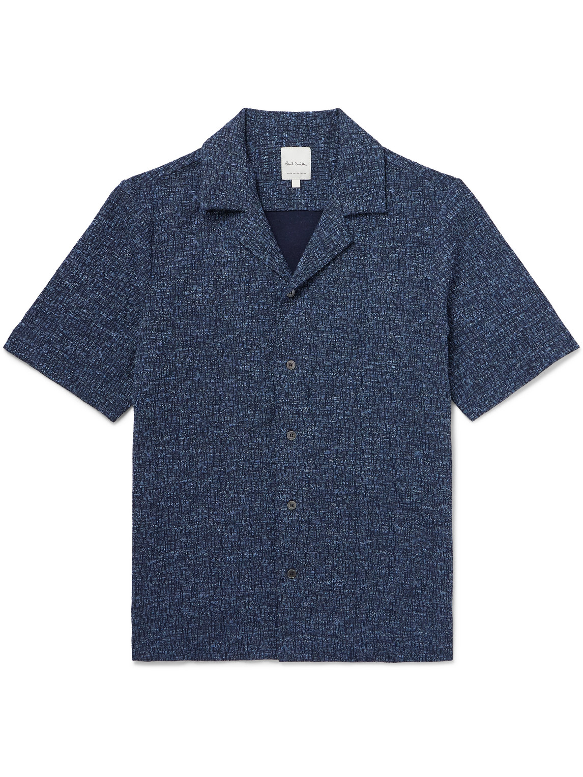 Paul Smith Camp-collar Cotton And Linen-blend Bouclé Shirt In Blue