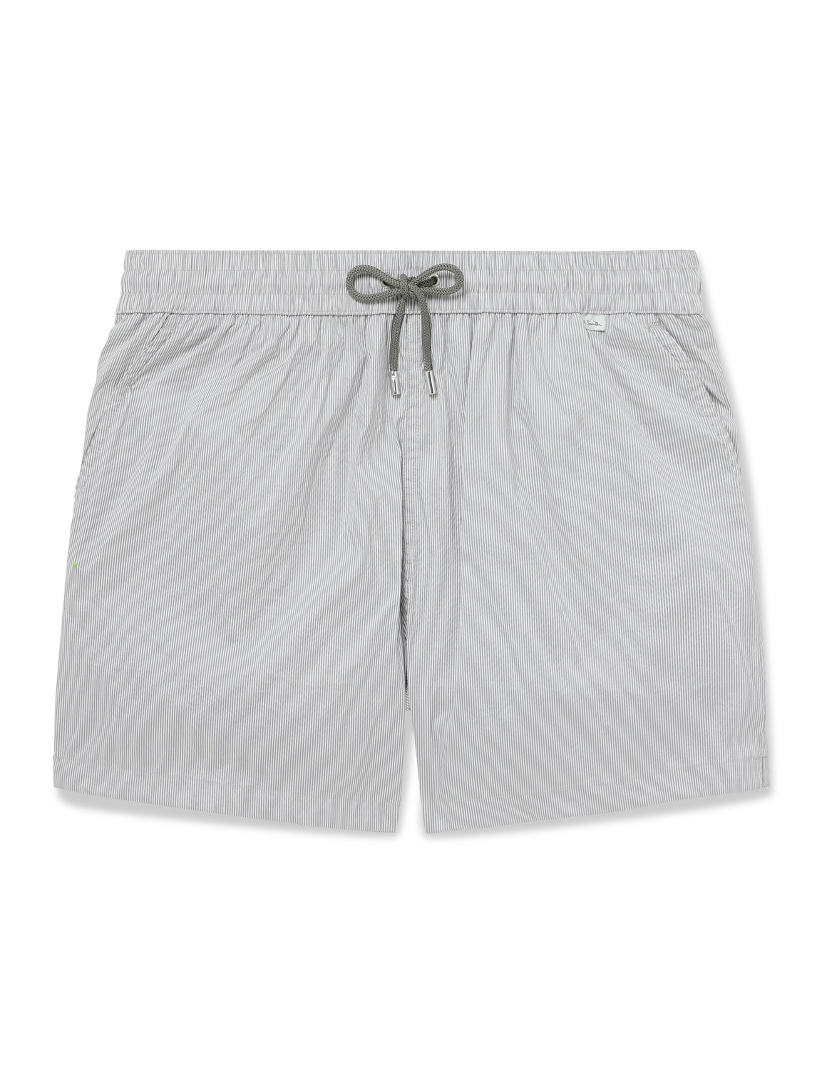 Paul Smith Straight-leg Mid-length Pinstriped Swim Shorts In Gray