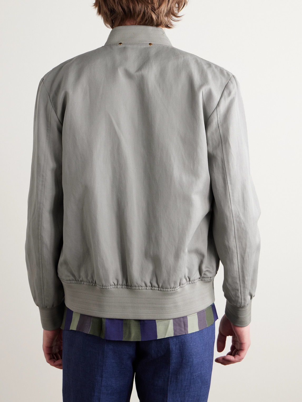PAUL SMITH LINEN, COTTON AND LYOCELL-BLEND BOMBER JACKET