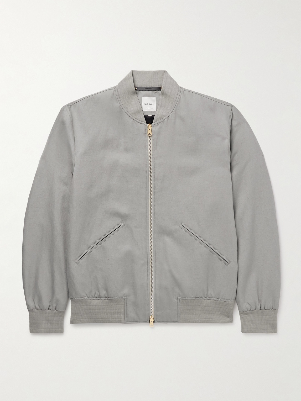 Paul Smith Linen, Cotton And Lyocell-blend Bomber Jacket In Green