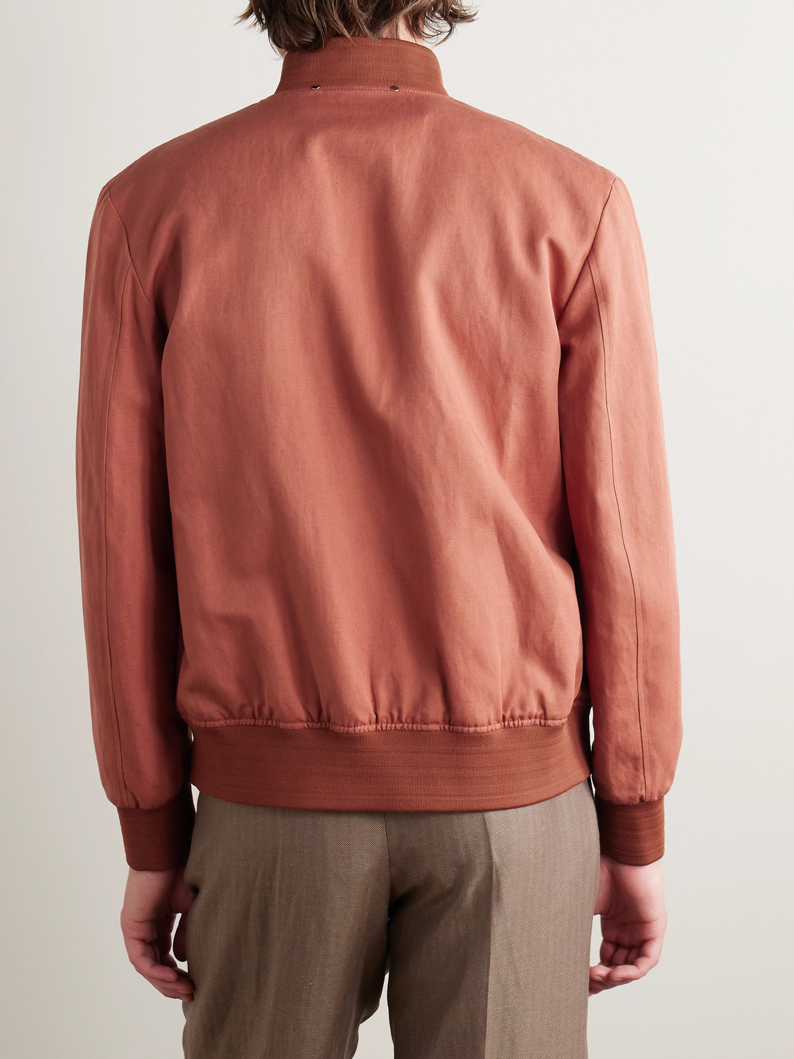PAUL SMITH LINEN, COTTON AND LYOCELL-BLEND BOMBER JACKET 