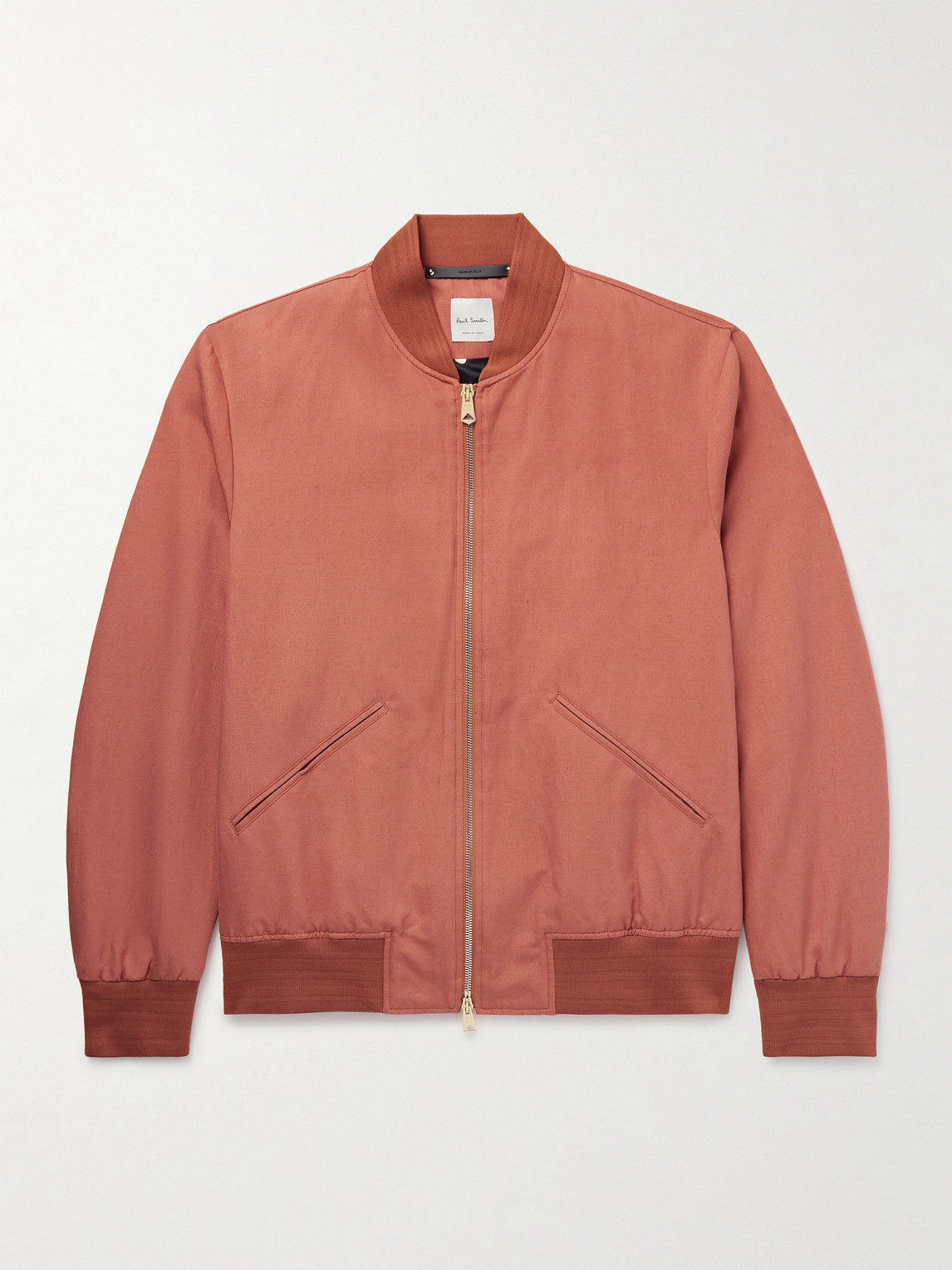 Paul Smith Linen, Cotton And Lyocell-blend Bomber Jacket In Red