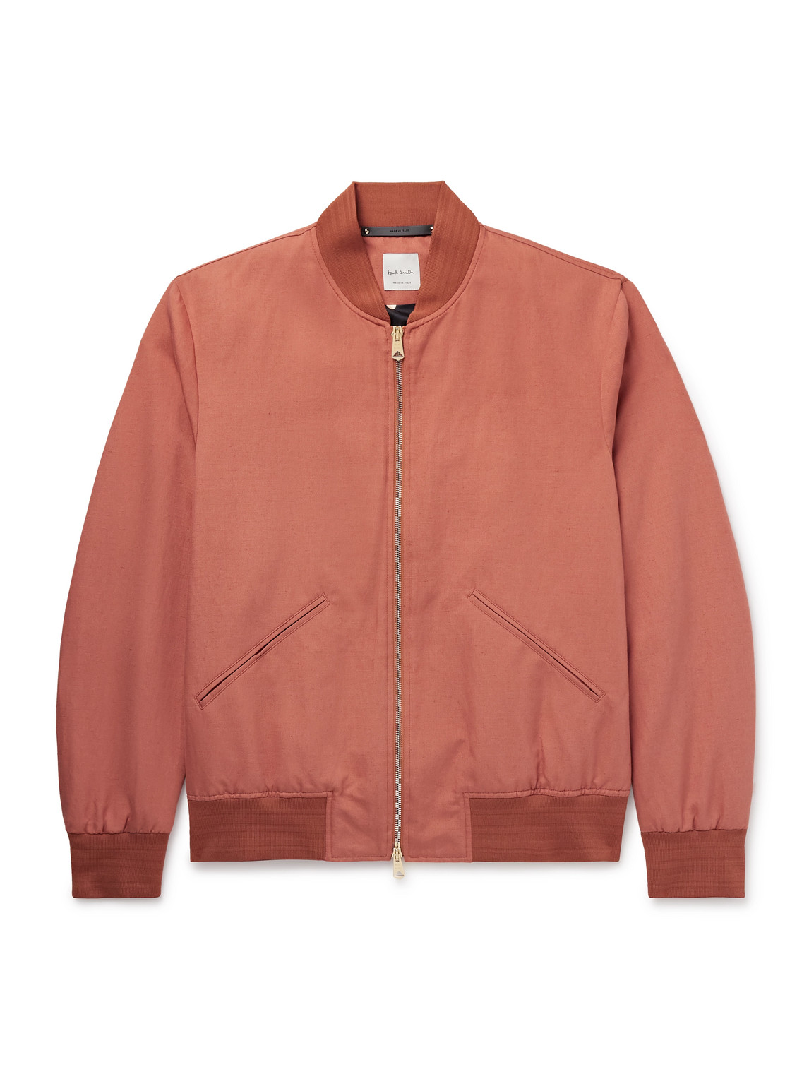Paul Smith Linen, Cotton And Lyocell-blend Bomber Jacket In Red