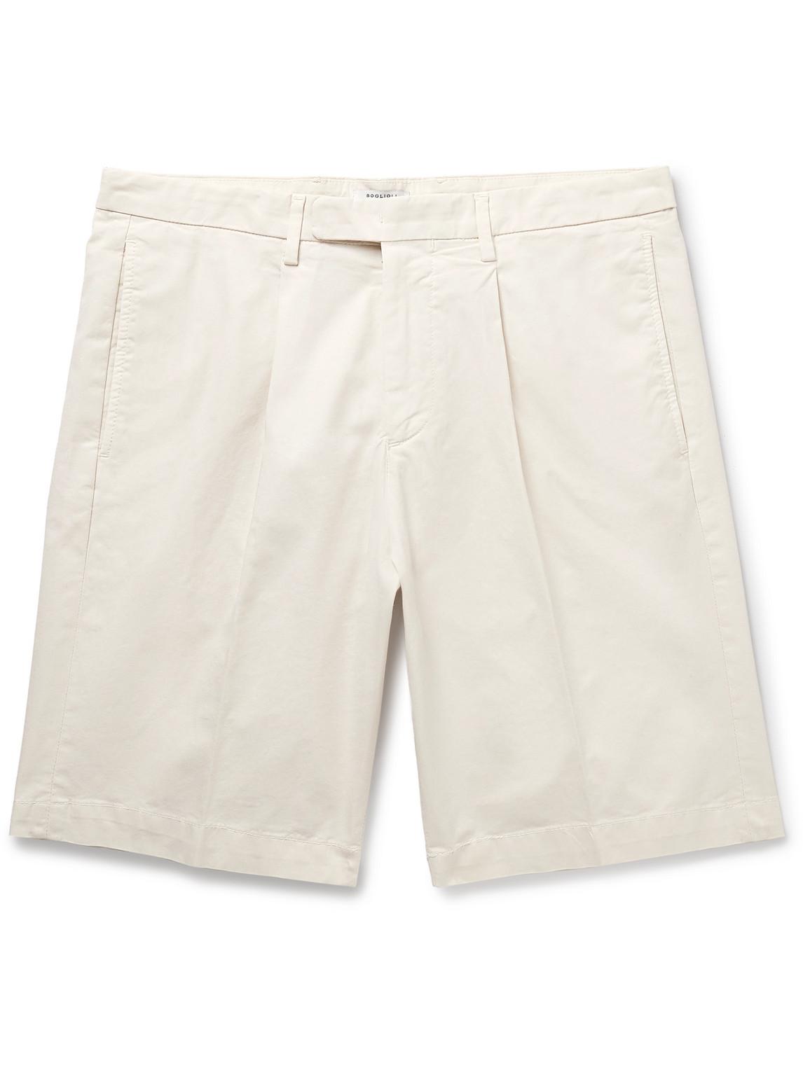 Slim-Fit Straight-Leg Pleated Cotton-Blend Twill Bermuda Shorts