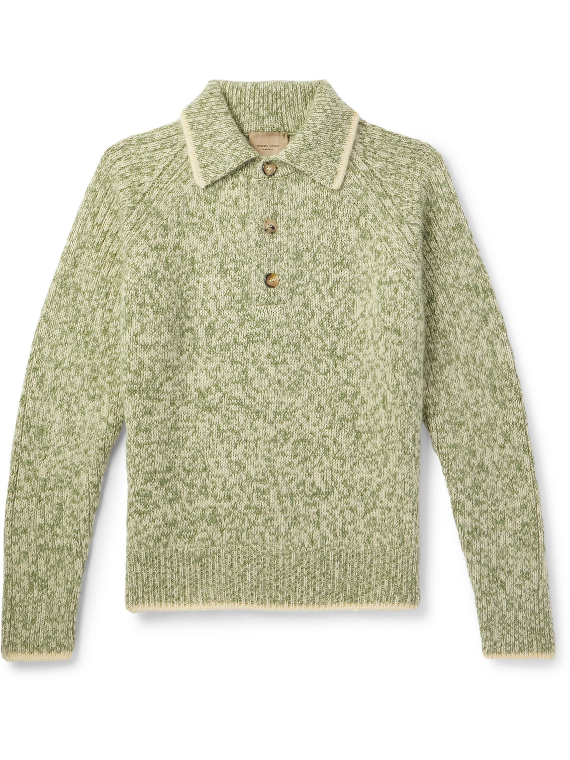 Ribbed Wool-Blend Polo Sweater