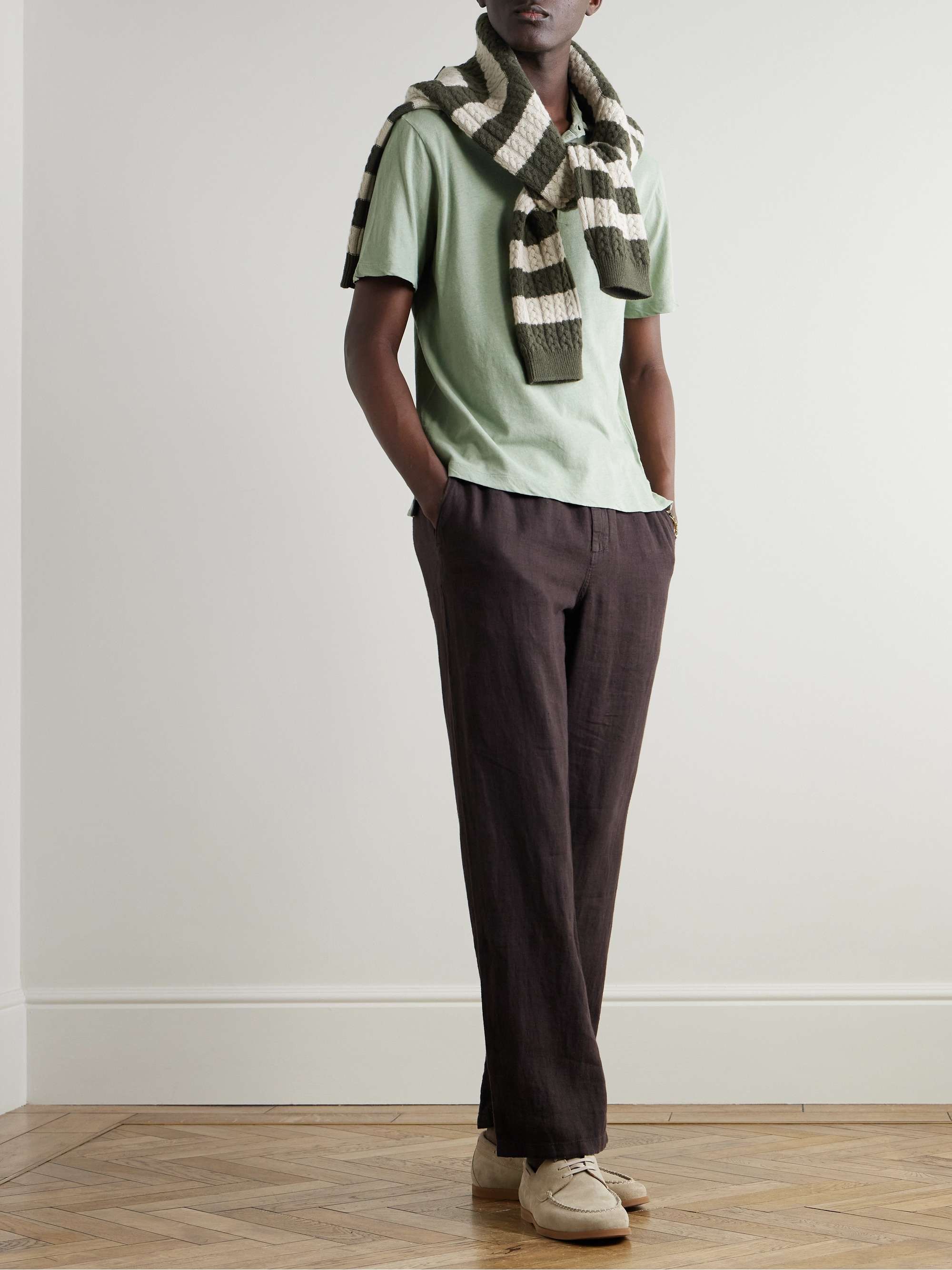 ETRO Logo-Embroidered Cotton and Cashmere-Blend Polo Shirt ETRO Logo-Embroidered Cotton and Cashmere-Blend Polo Shirt