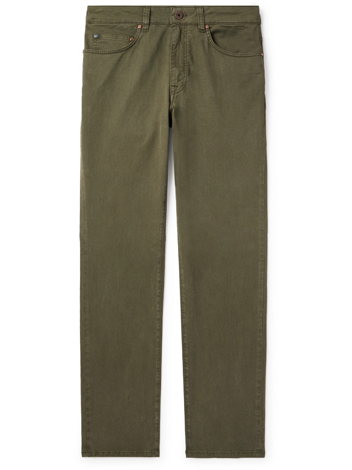 Straight-Leg Stretch Cotton, TENCEL™ and Silk-Blend Twill Trousers