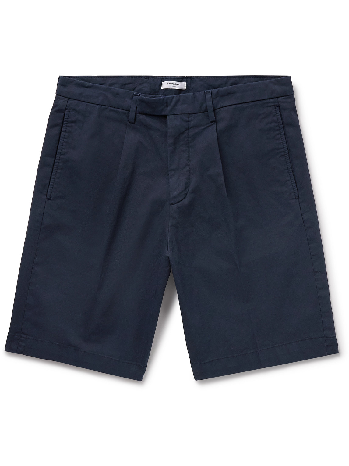Slim-Fit Straight-Leg Pleated Cotton-Blend Twill Bermuda Shorts