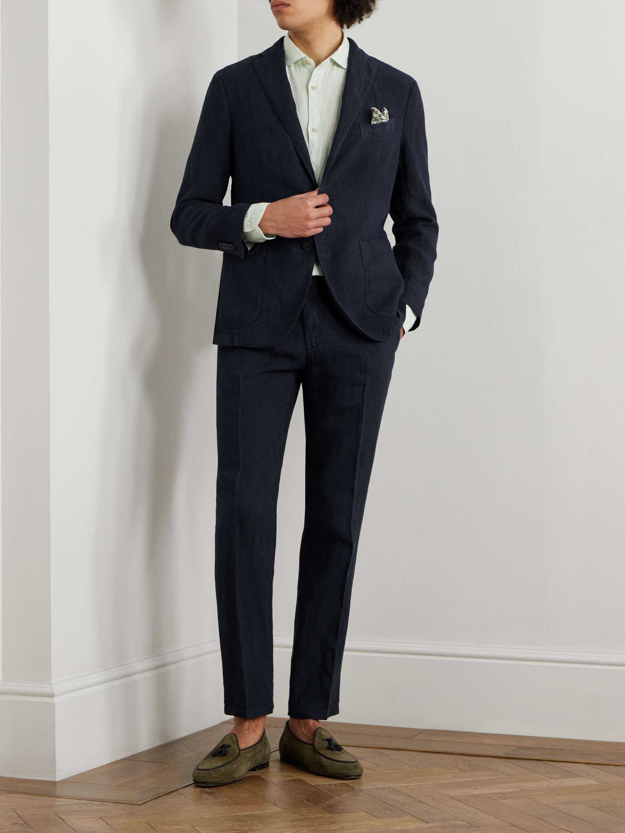 Virgin Wool Satin Milano Tuxedo Suit in Dark Blue: Luxury