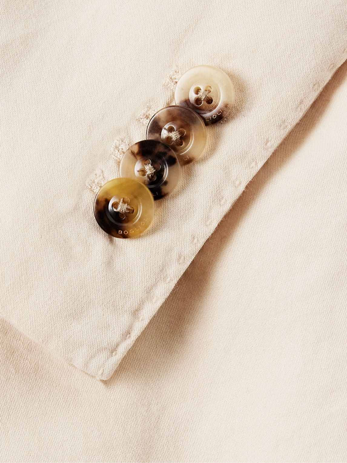 Boglioli Double-breasted Garment-dyed Cotton And Linen-blend Blazer In Neutrals