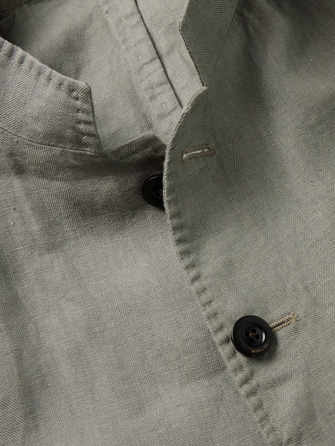 Boglioli Slim-fit Nehru-collar Herringbone Linen Jacket