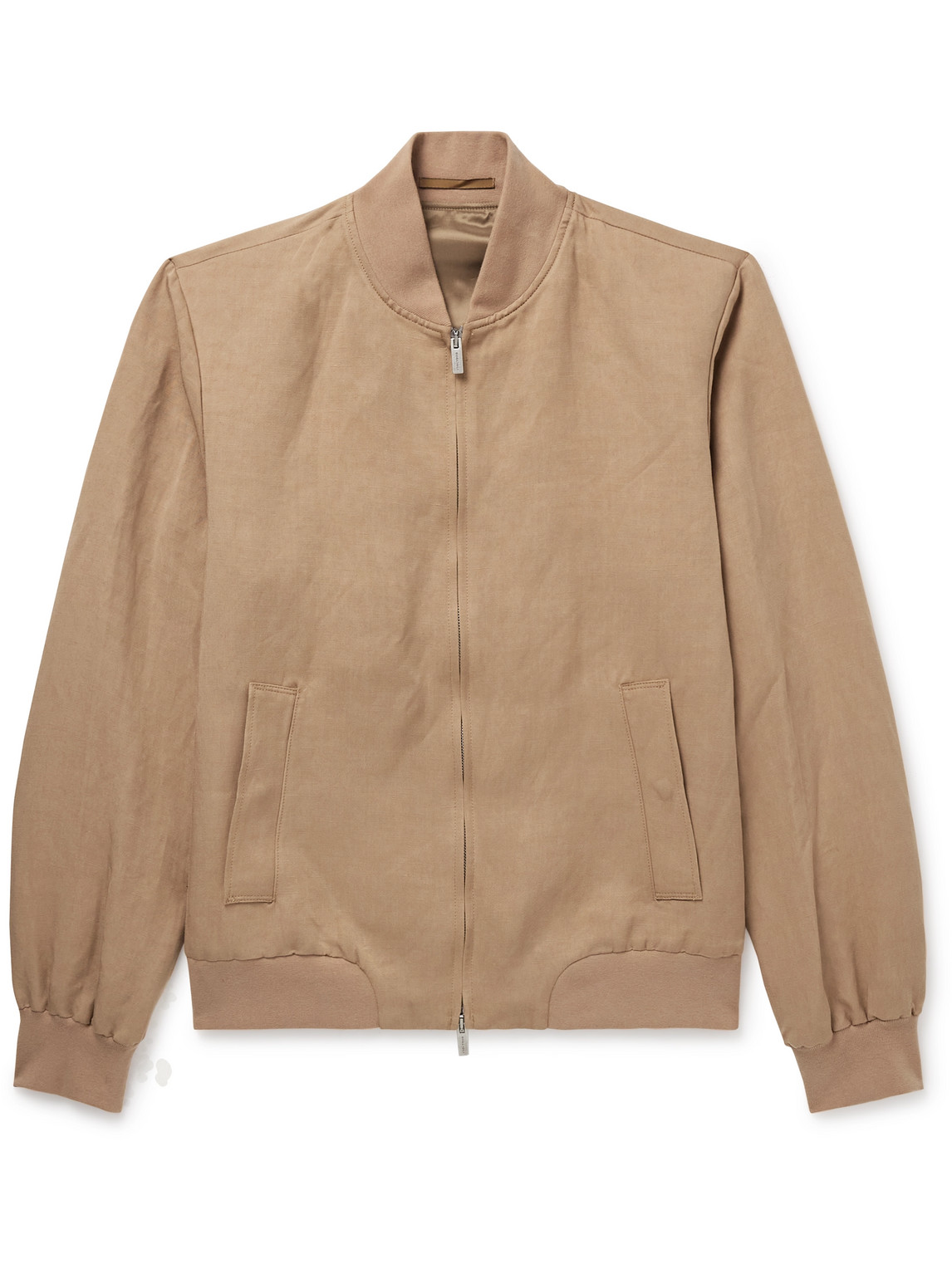 Boglioli Lyocell And Linen-blend Bomber Jacket In Brown
