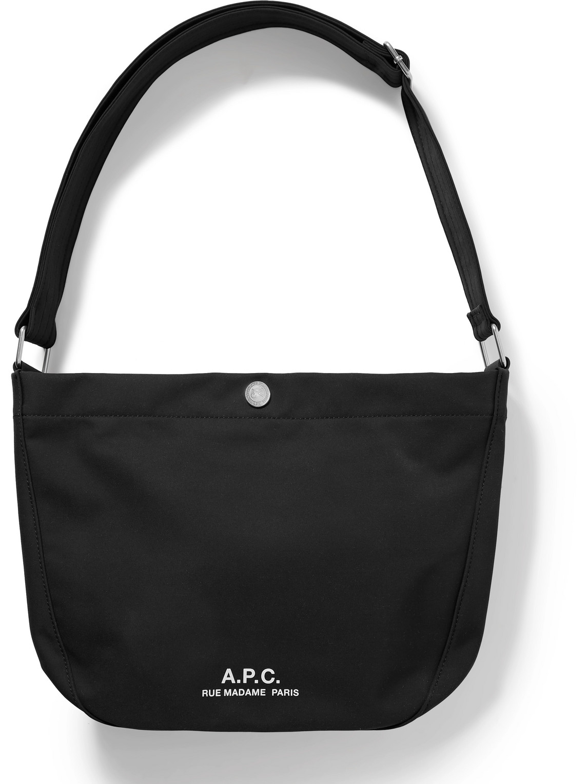 Apc Journal Small Logo-print Recycled-nylon Messenger Bag In Black