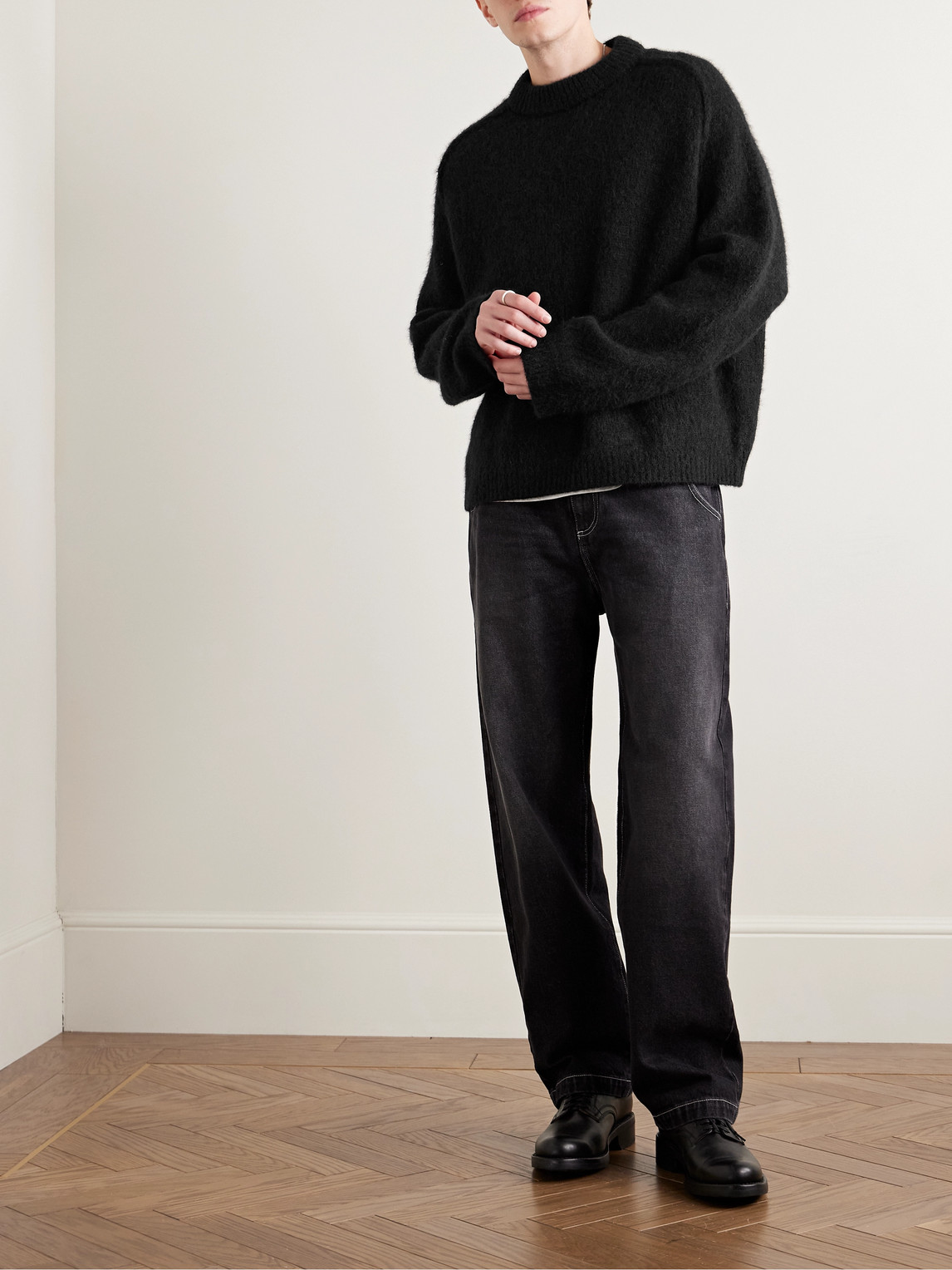 Apc Tyler Alpaca-blend Mock-neck Sweater In Black