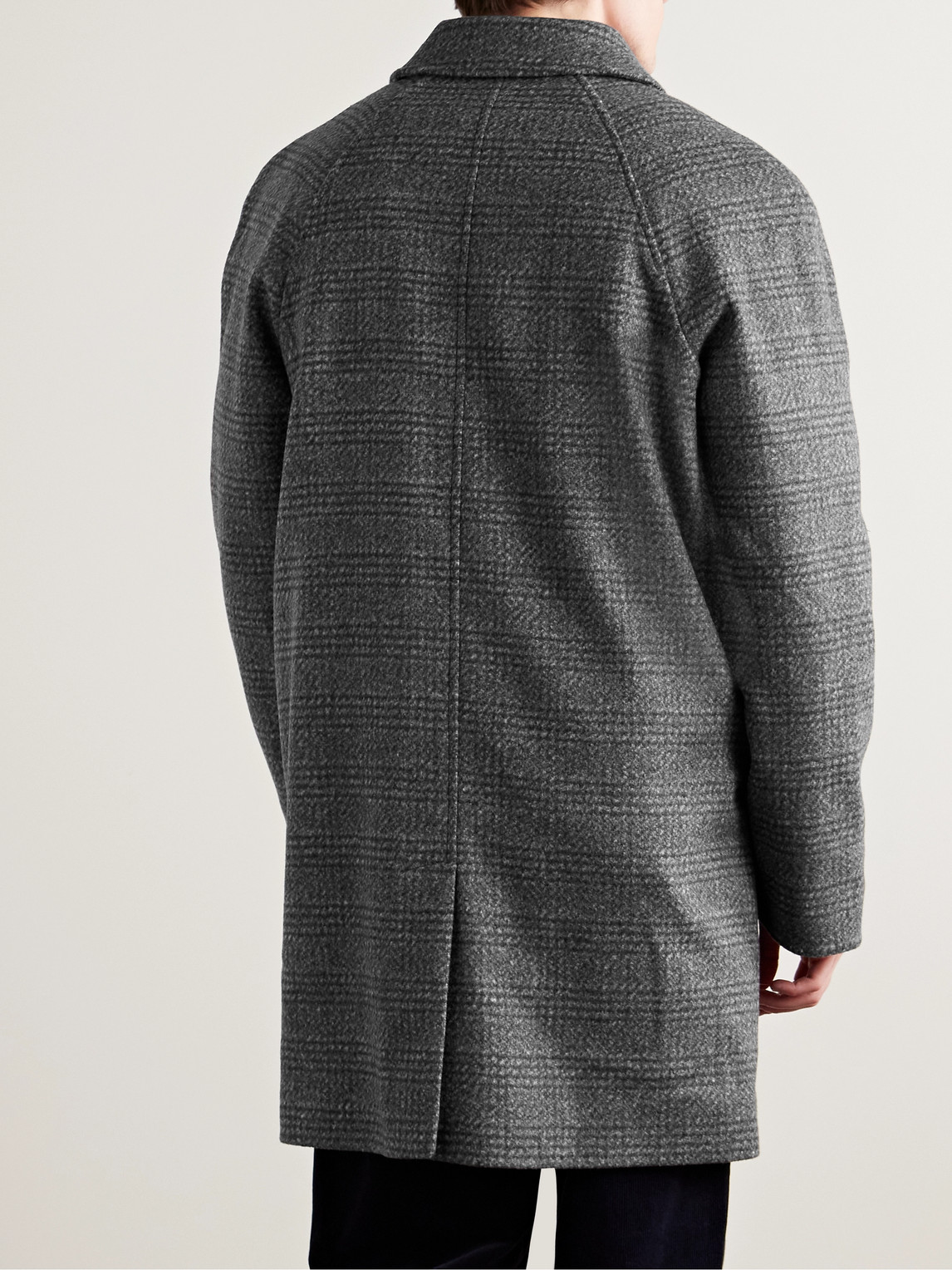 Shop Apc Pete Checked Wool-blend Coat In Gray
