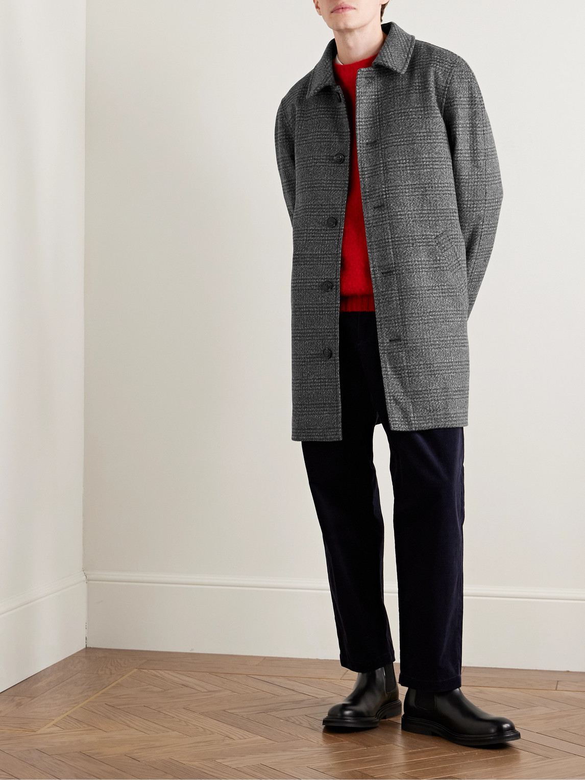 APC PETE CHECKED WOOL-BLEND COAT