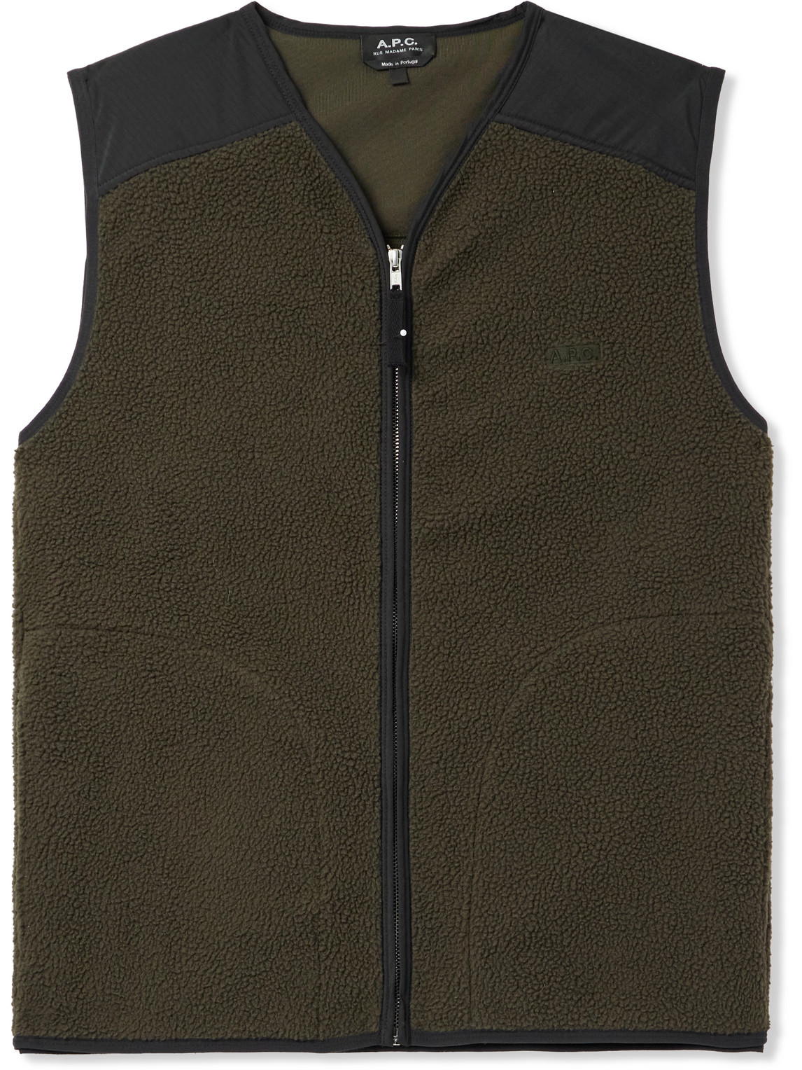 Apc Nate Ripstop-trimmed Fleece Gilet In Green