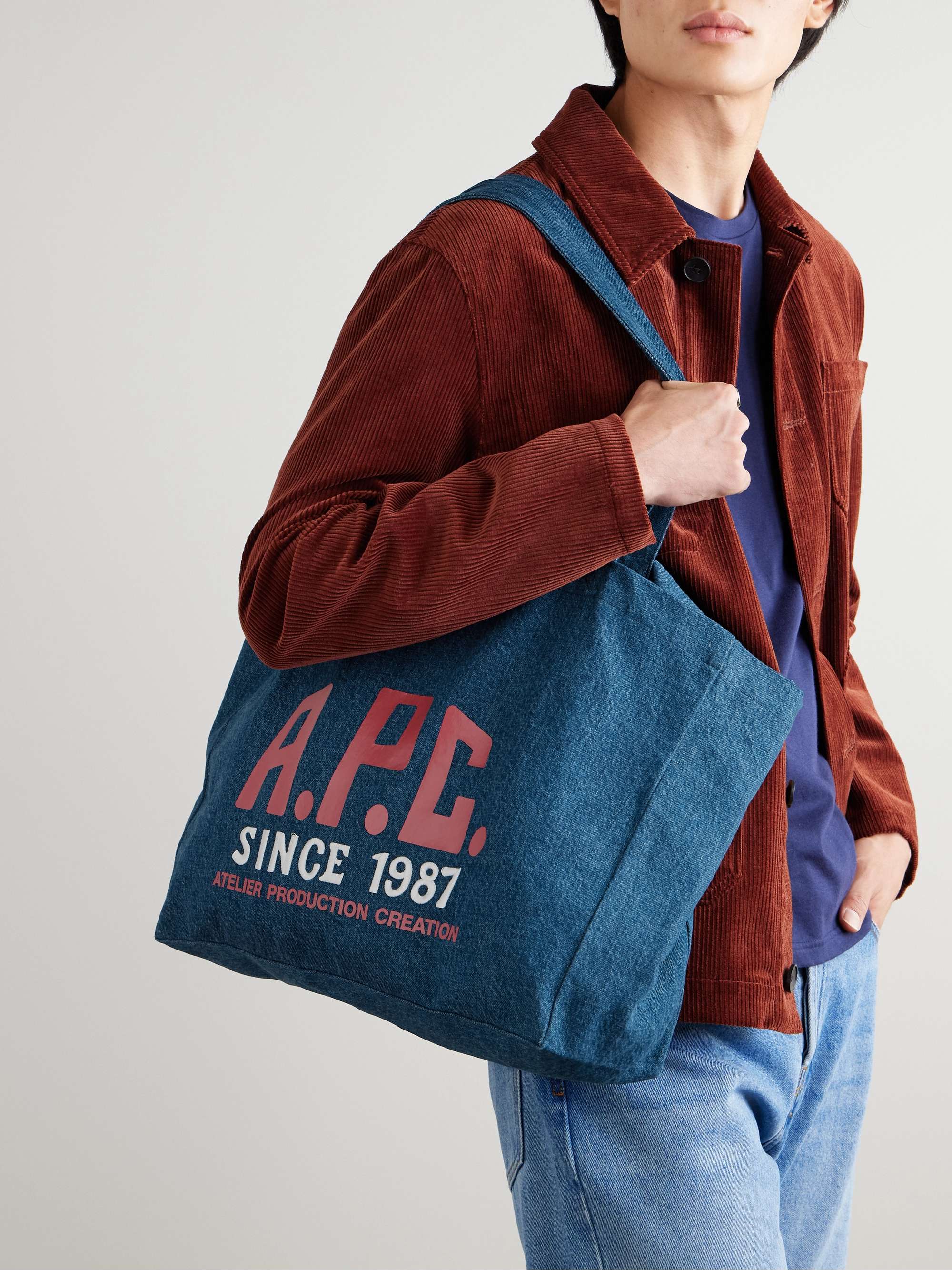 A.P.C. Laure Logo-Print Denim Tote Bag for Men | MR PORTER