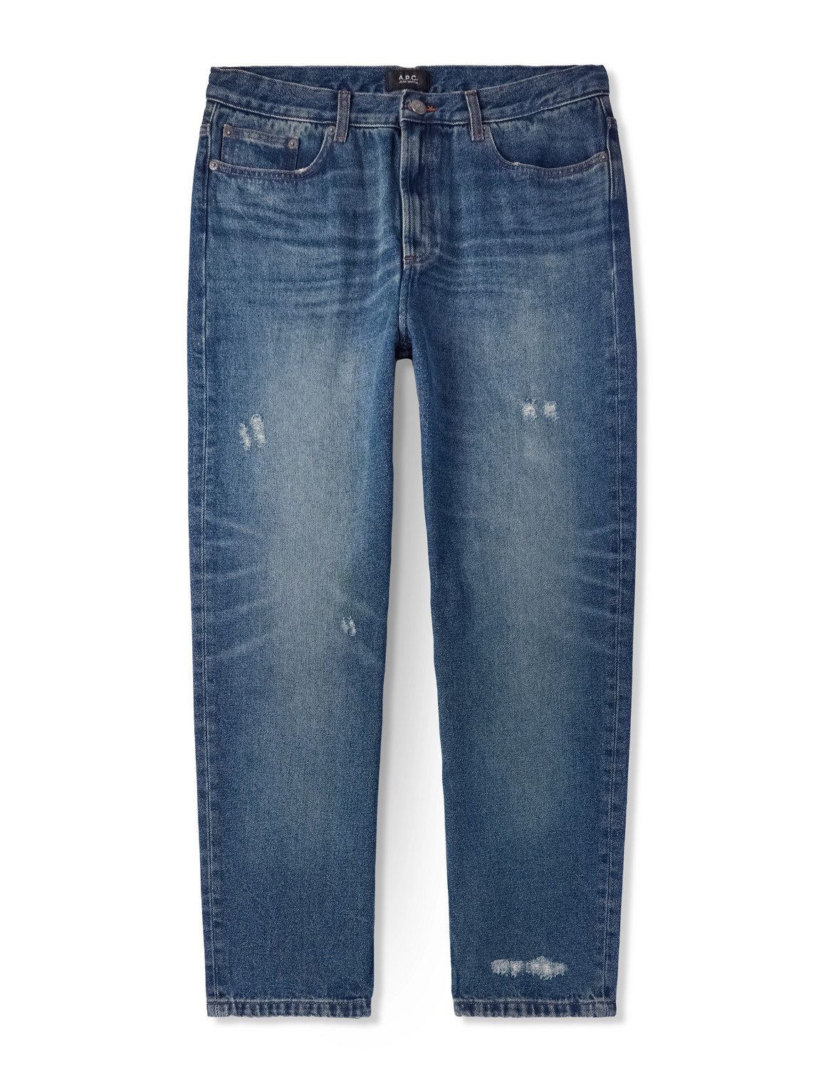 Apc Martin Straight-leg Distressed Jeans In Blue