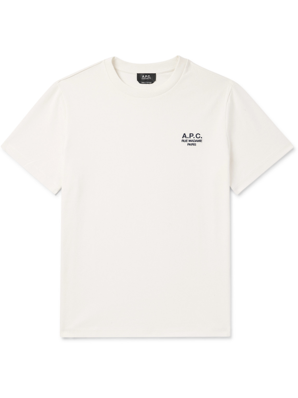 Apc Logo-embroidered Cotton-jersey T-shirt In White