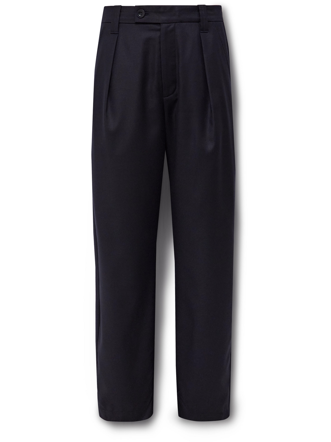 Apc Renato Tapered Pleated Lyocell And Wool-blend Twill Trousers In Blue