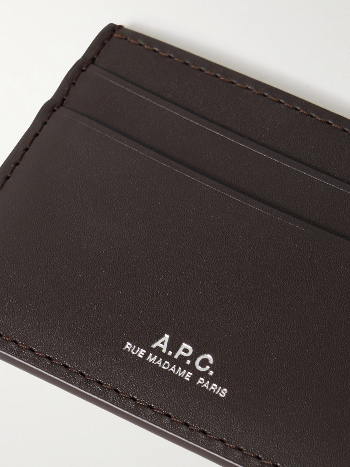 Apc Andre Leather Cardholder In Neutrals