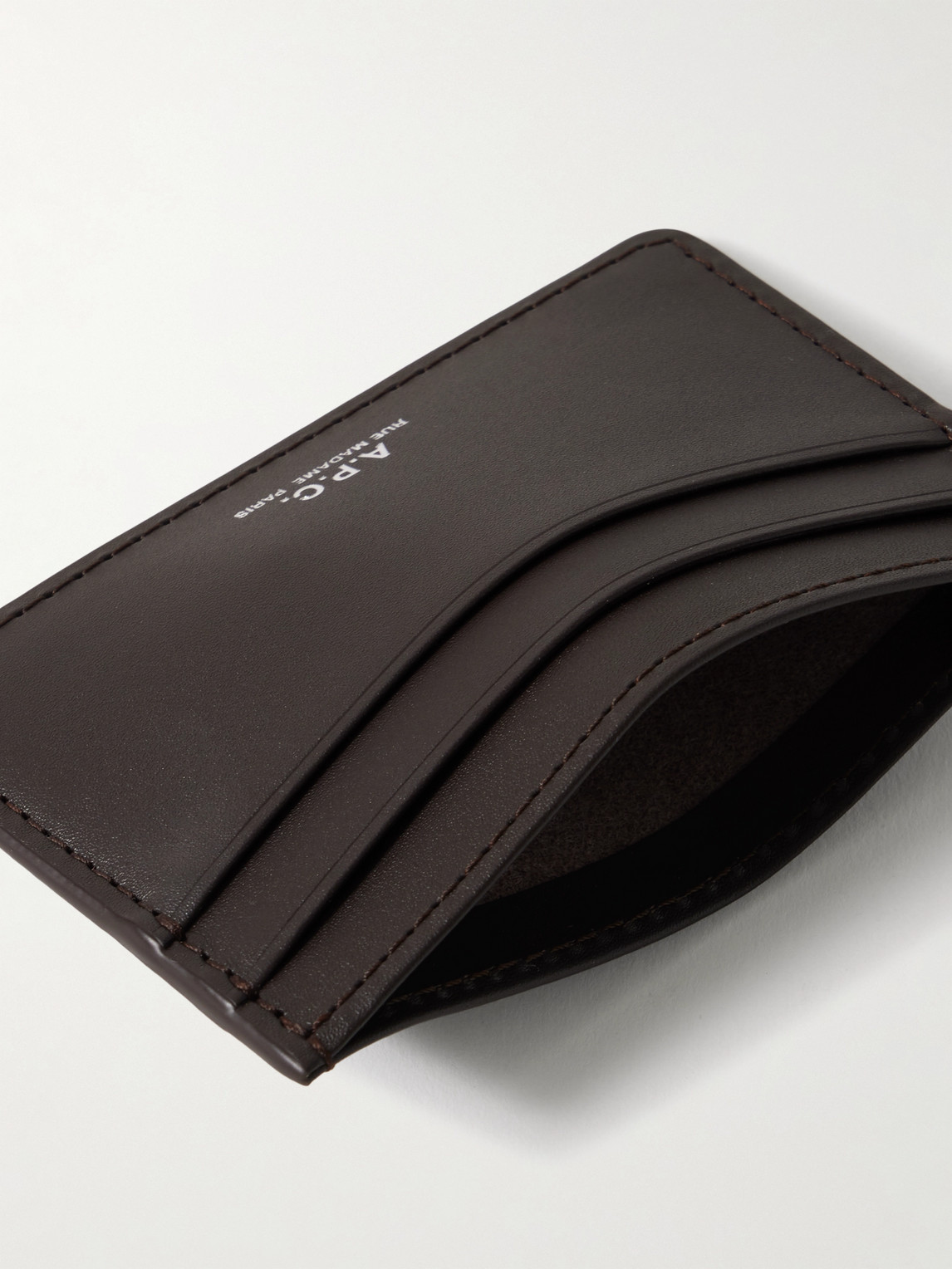 Apc Andre Leather Cardholder In Neutrals