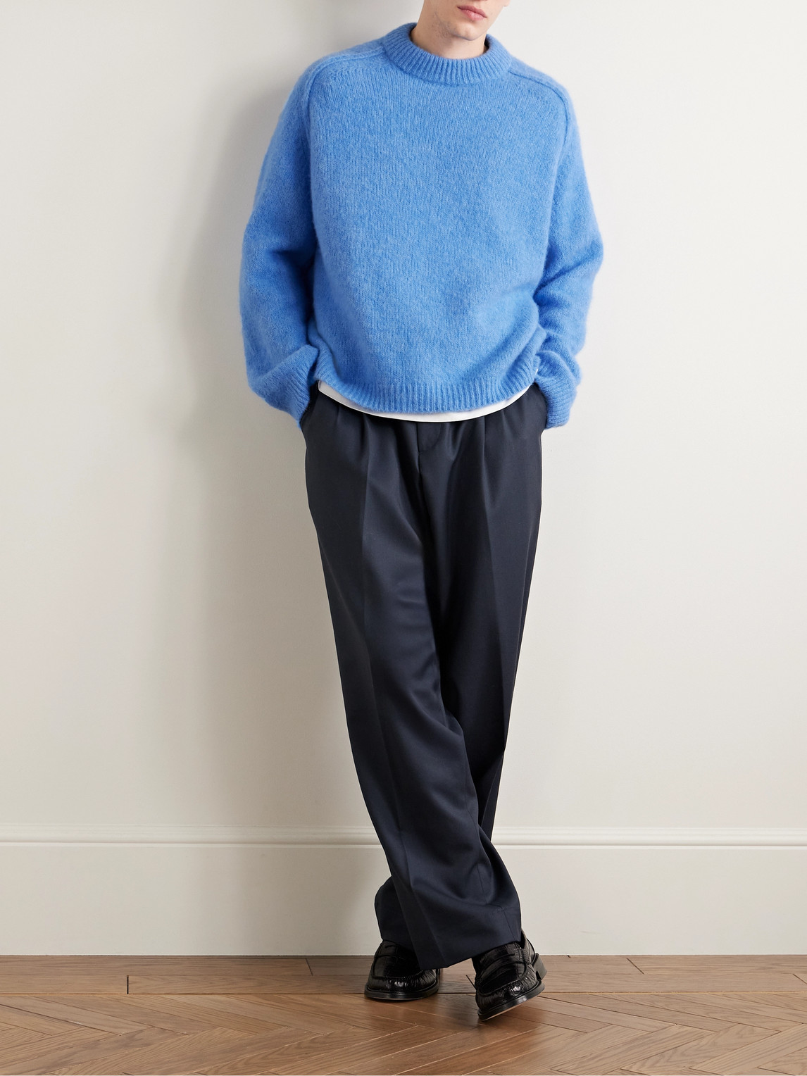 Apc Tyler Alpaca-blend Mock-neck Sweater In Blue
