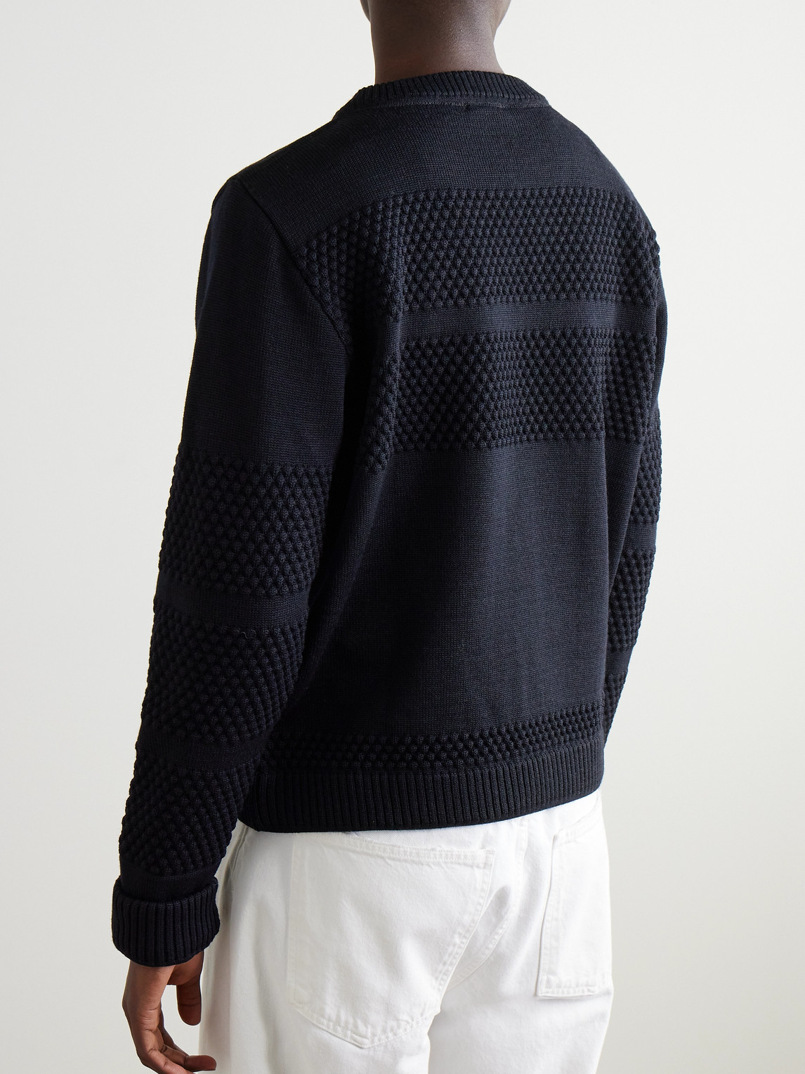 S.n.s Herning Fisherman Ii Textured Virgin Wool Sweater In Blue