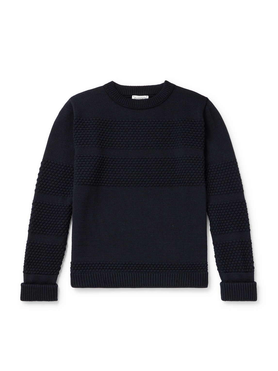 S.n.s Herning Fisherman Ii Textured Virgin Wool Sweater In Blue