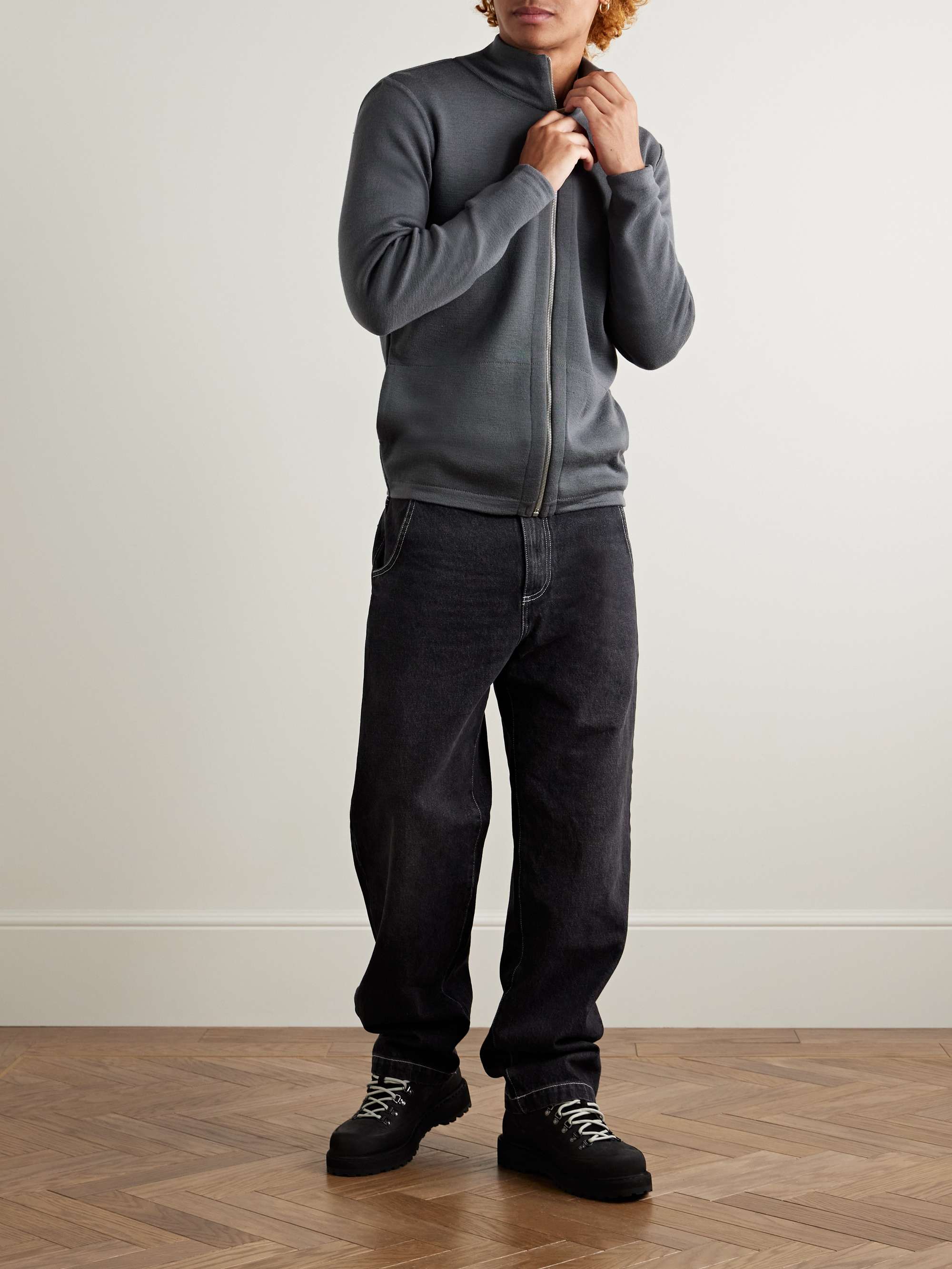 S.N.S. HERNING Naval Virgin Wool Zip-Up Cardigan