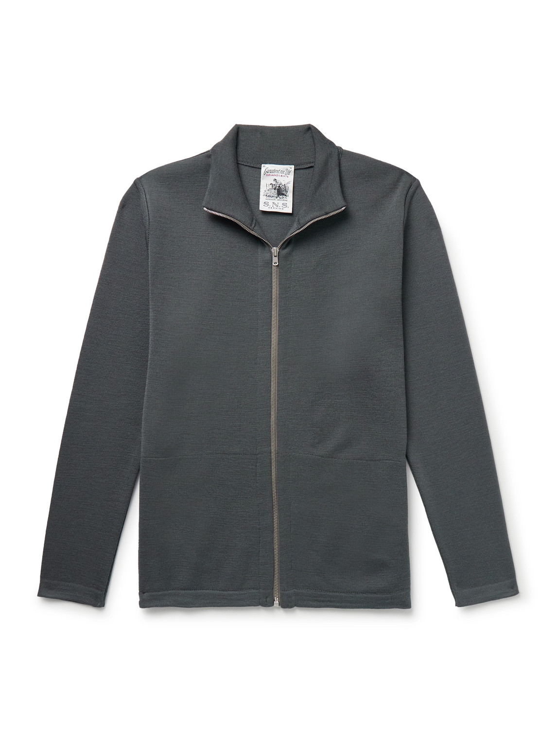 S.n.s Herning Naval Virgin Wool Zip-up Cardigan In Gray