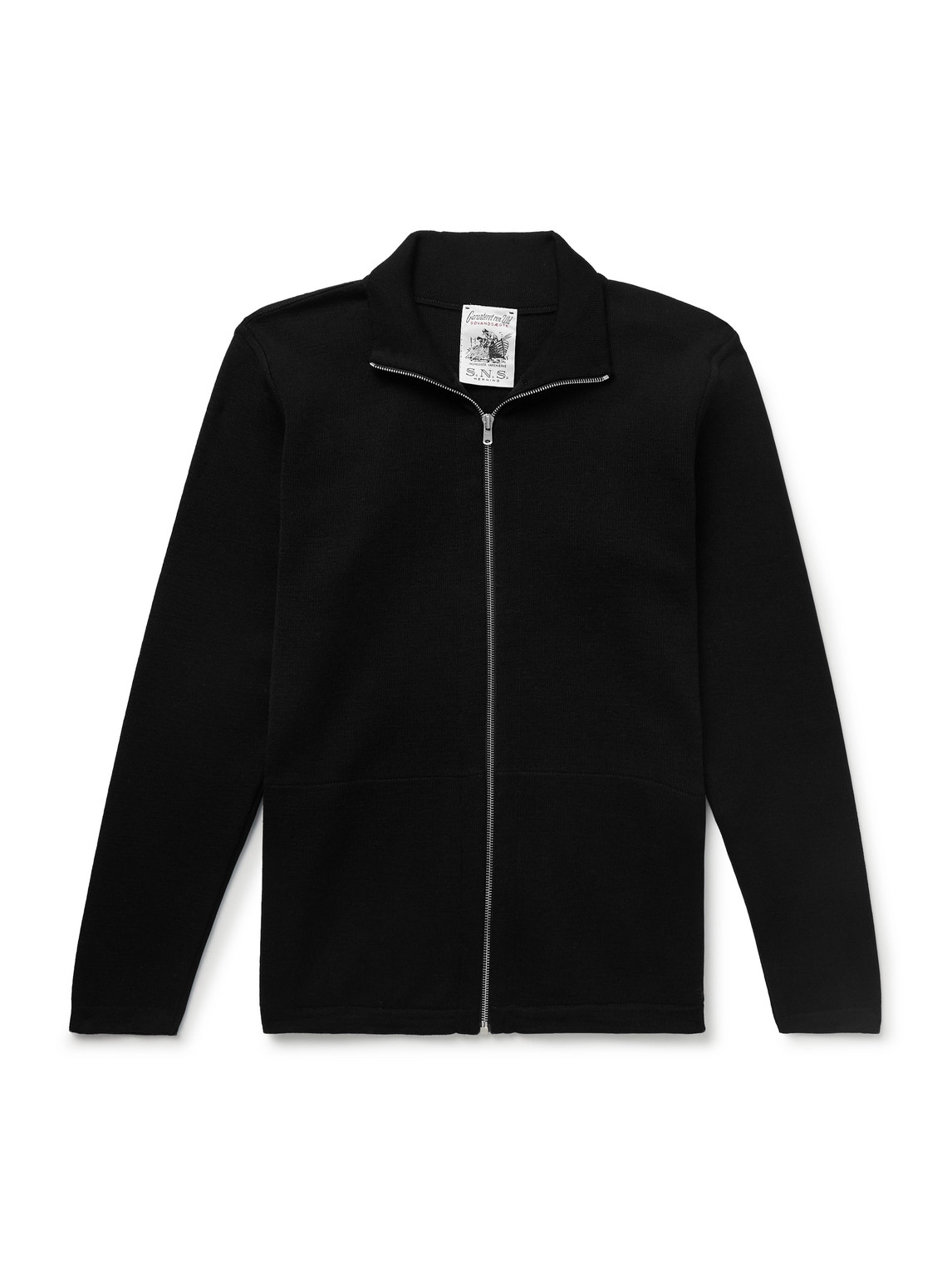 S.n.s Herning Naval Virgin Wool Zip-up Cardigan In Blue