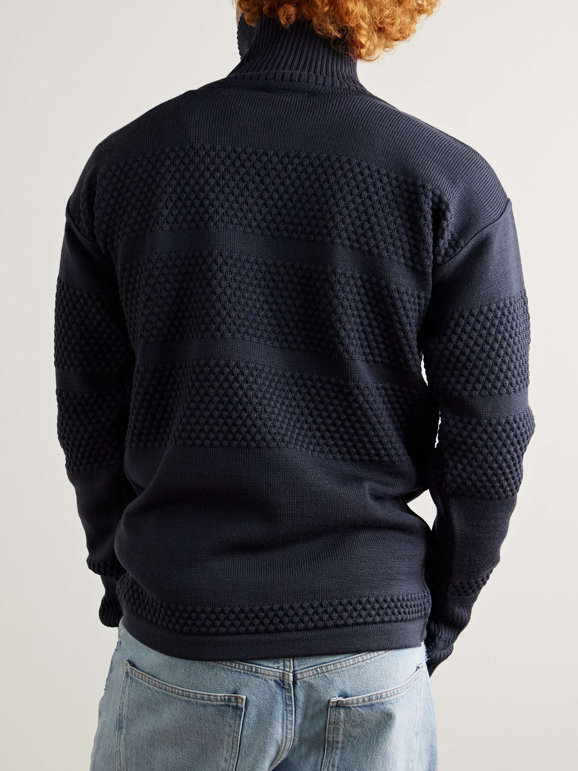 S.N.S. HERNING Pullover in lana vergine con mezza zip