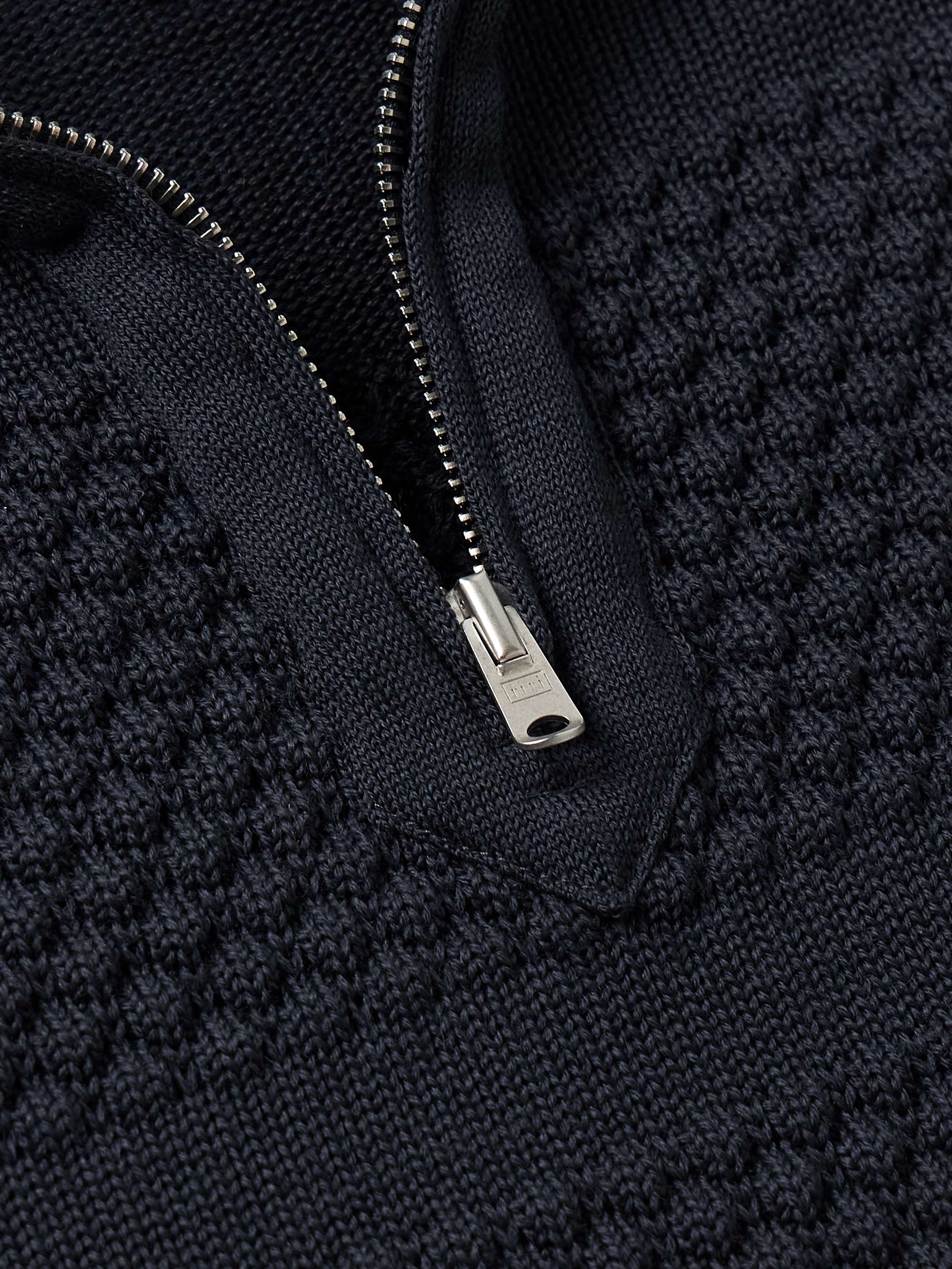 S.N.S. HERNING Pullover in lana vergine con mezza zip